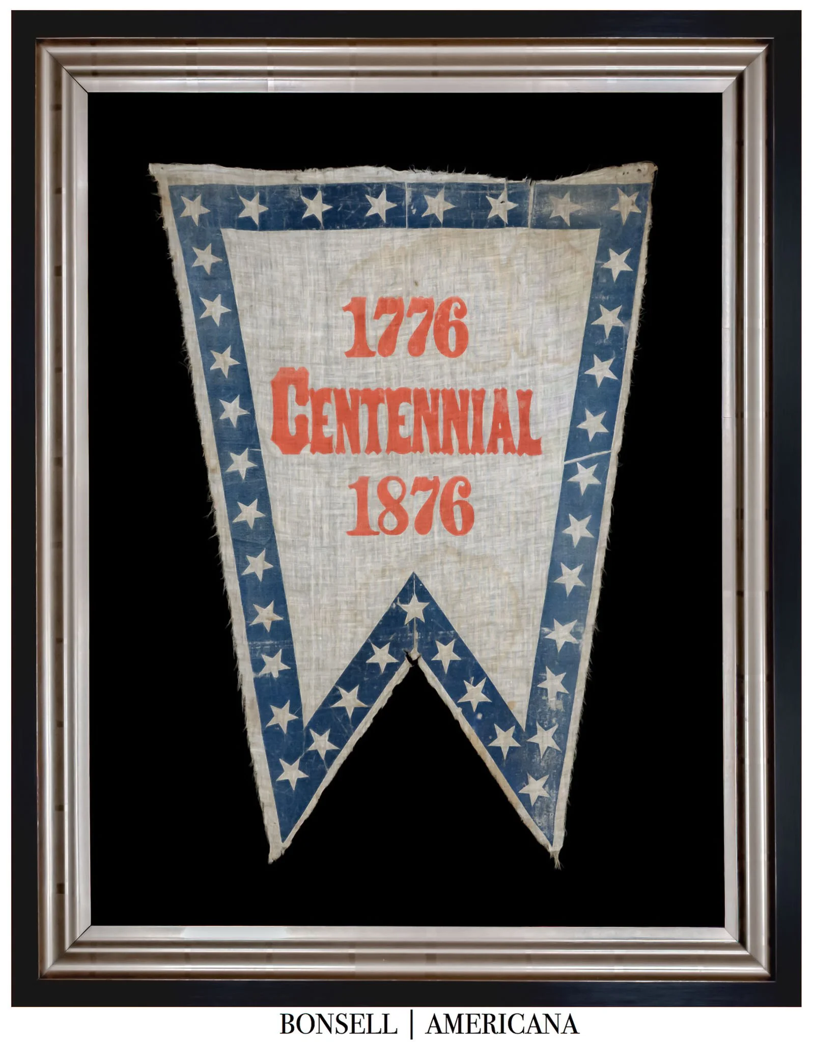 Rare Centennial Swallowtail Banner | Celebrating 100 Years of American Independence | Made by the American Flag Company | Circa 1876
