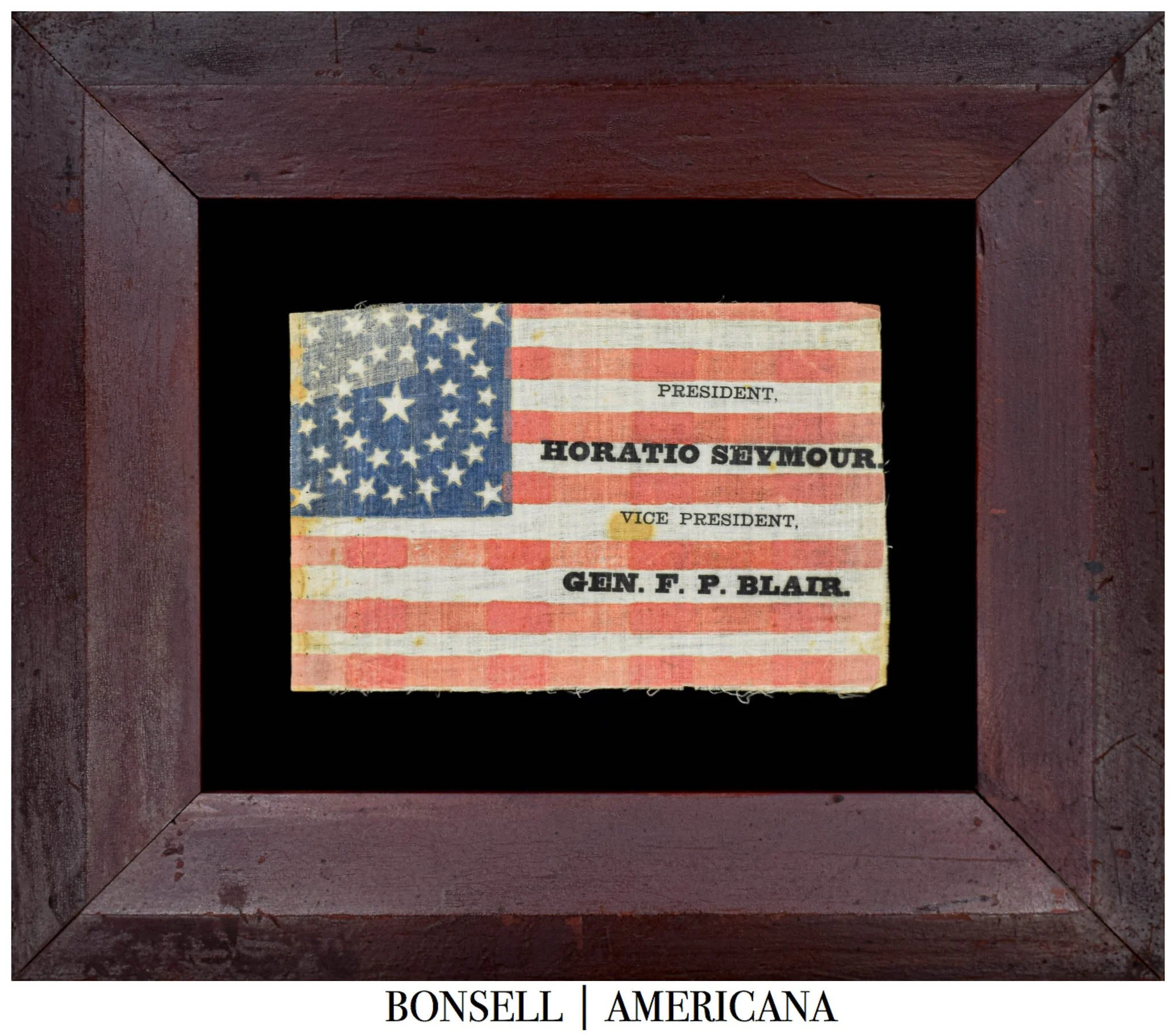 Scarce Antique Horatio Seymour and Gen. F. P. Blair Campaign Flag | Includes 36 Stars in a Medallion Configuration | Nevada Statehood | Circa 1864-1868