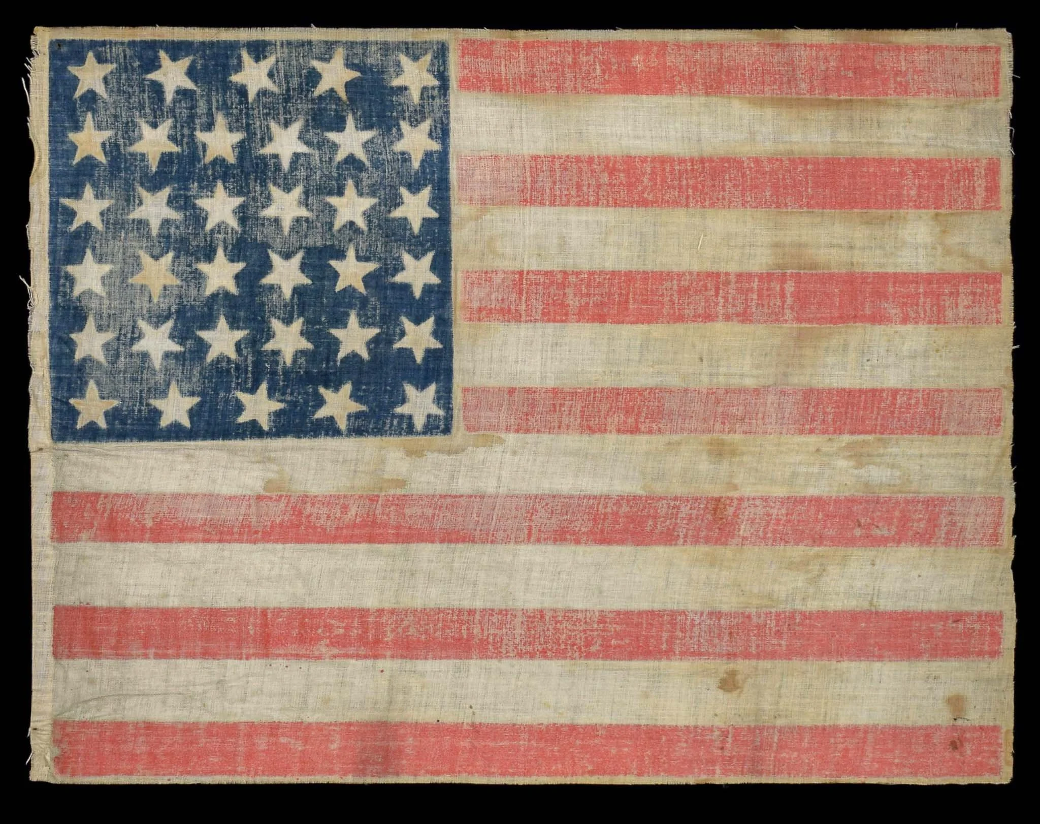 Attractive and Rare 34 Star Antique Flag with a 5-6-6-6-6-5 Pattern | Kansas Statehood | Circa 1861-1863
