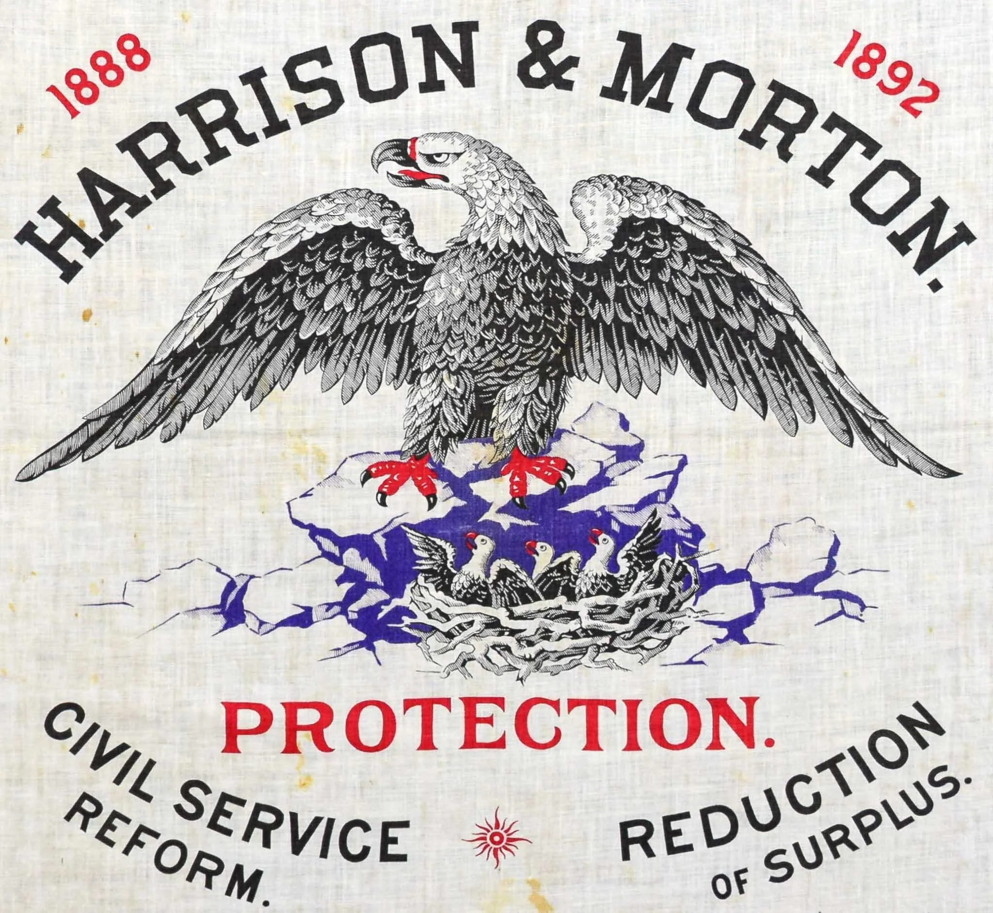 Antique 1888 Harrison and Morton Campaign Bandanna-4.jpg