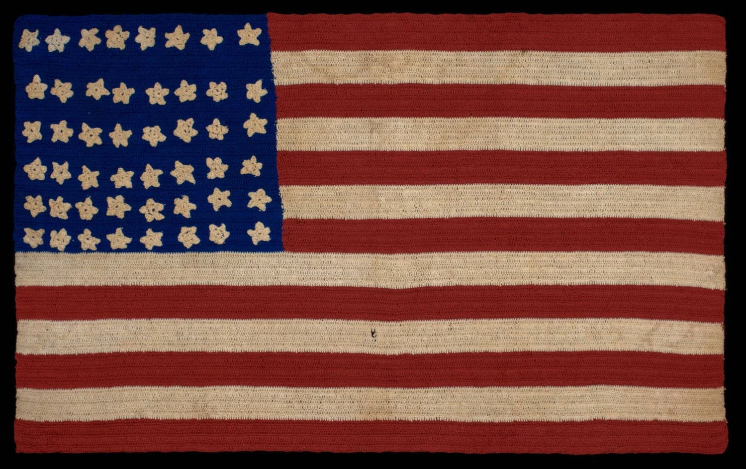 48 Star Hand Crocheted Antique Flag with Wonderful Patina | Arizona Statehood | Circa 1920-1950