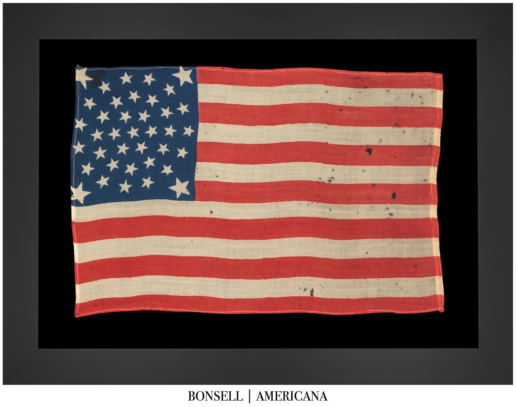 Exceptional 38 Star Antique American Flag | Elaborate Medallion with Four Oversized Corner Stars | Press-Dyed Wool | Circa 1876
