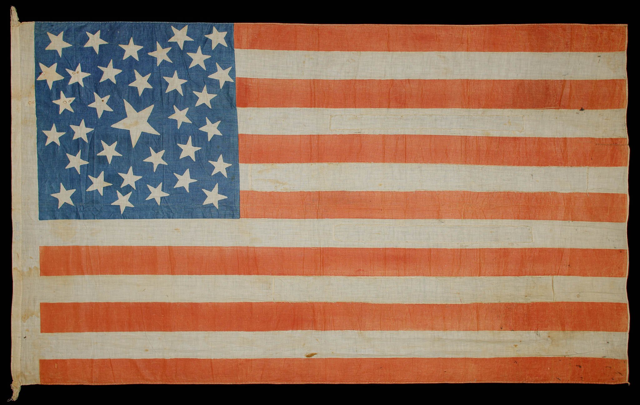 33 Star Antique Flag with an Exotic Pentagon-Formed Medallion | An Exceptional Flag in Every Respect | Oregon Statehood | Circa 1859-1861