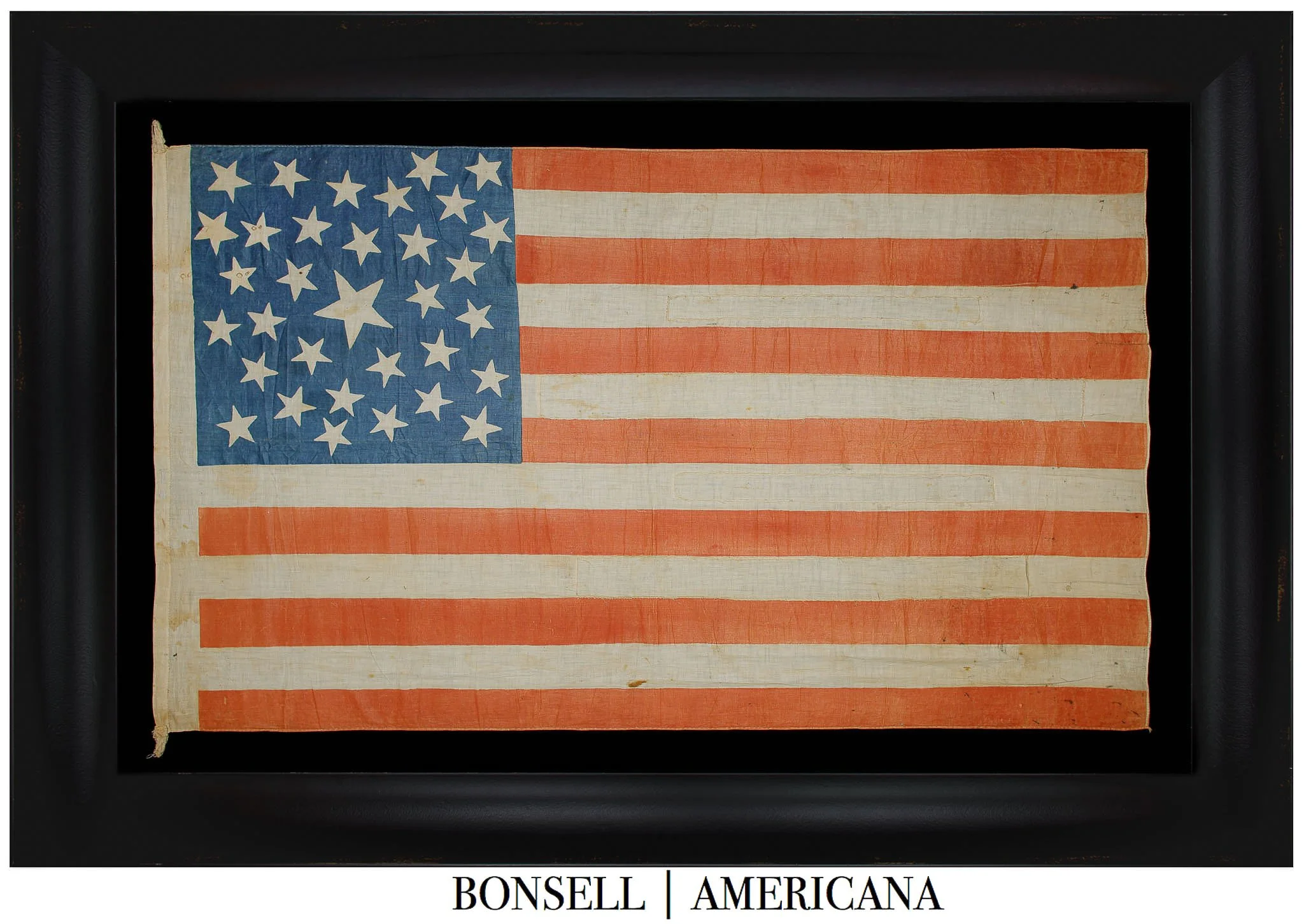33 Star Antique Flag with an Exotic Pentagon-Formed Medallion | An Exceptional Flag in Every Respect | Oregon Statehood | Circa 1859-1861
