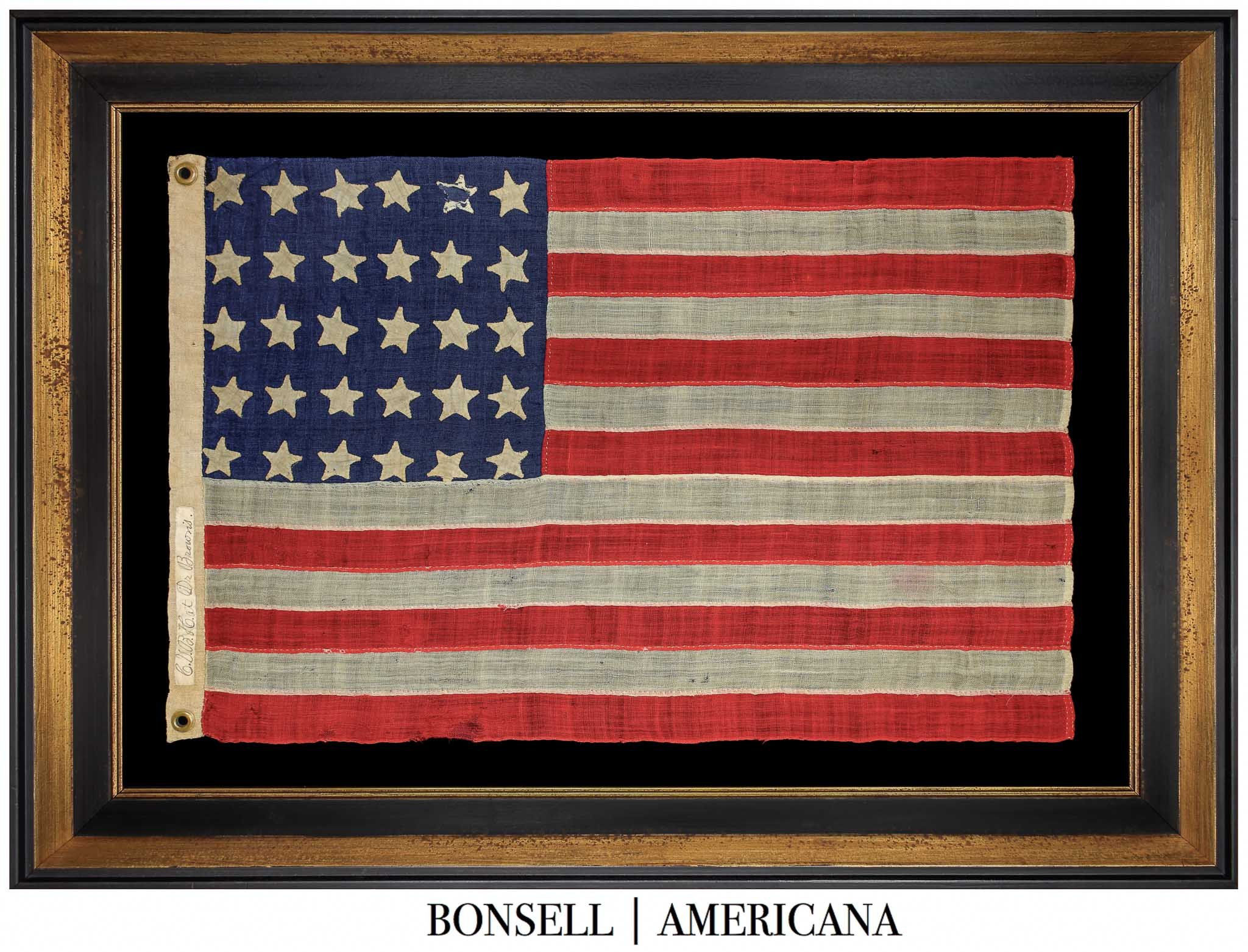 Outstanding and Scarce 30 Star American Flag | Inscribed “C.V.B.H. at Dr. Brown’s” | Wisconsin Statehood | Circa 1848–1851