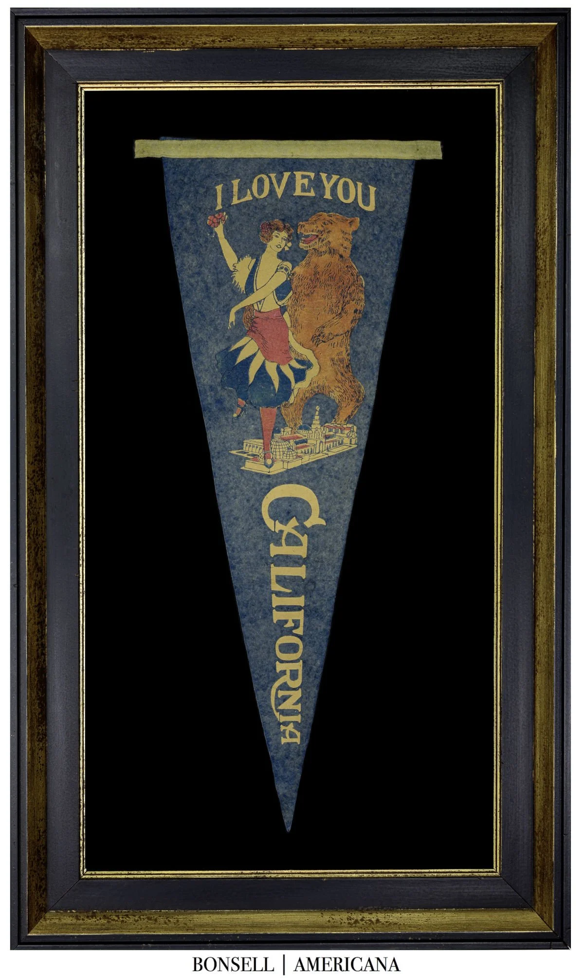 Antique I Love You California Pennant | A Commemorative Souvenir Celebrating the Panama-California Exposition and California’s Heritage | Circa 1915-1917