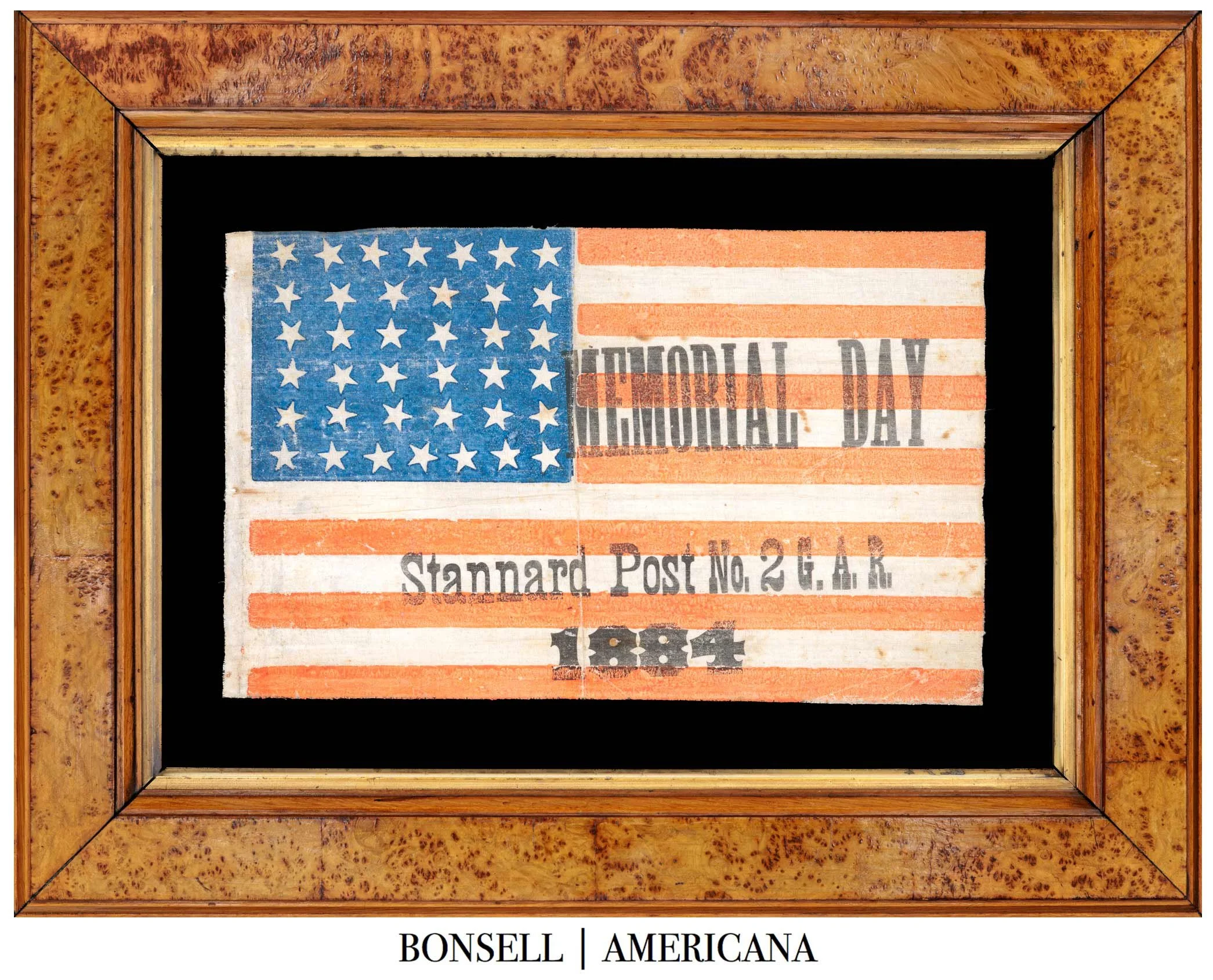 Attractive and Folksy 38 Star American Flag with MEMORIAL DAY Overprint | Civil War Veteran Commemorative | Colorado Statehood | Circa 1884