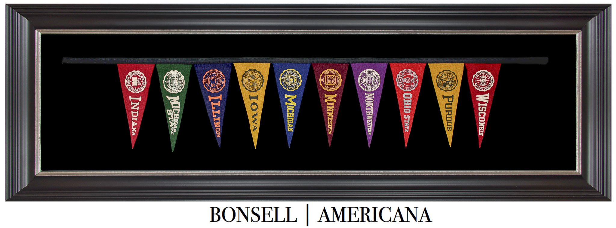 Collegiate Felt Pennant Banner with Seals of the Original Big Ten Universities | Circa 1955–1965