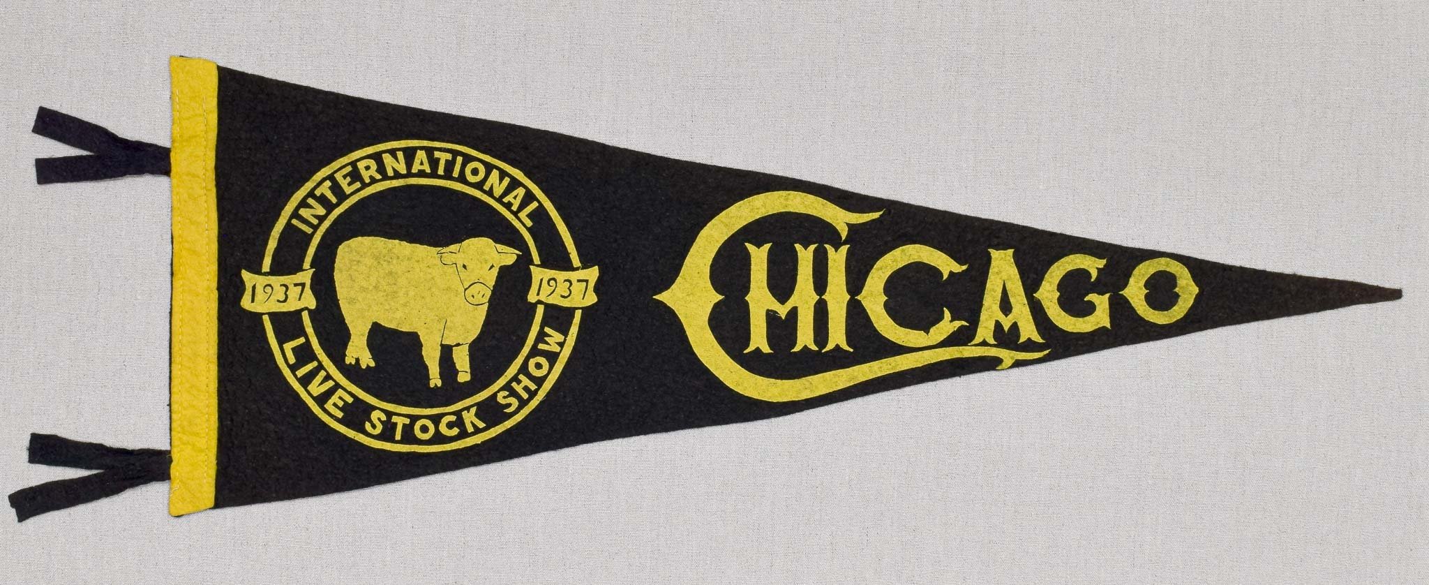 Attractive Antique International Live Stock Show Pennant | Circa 1937