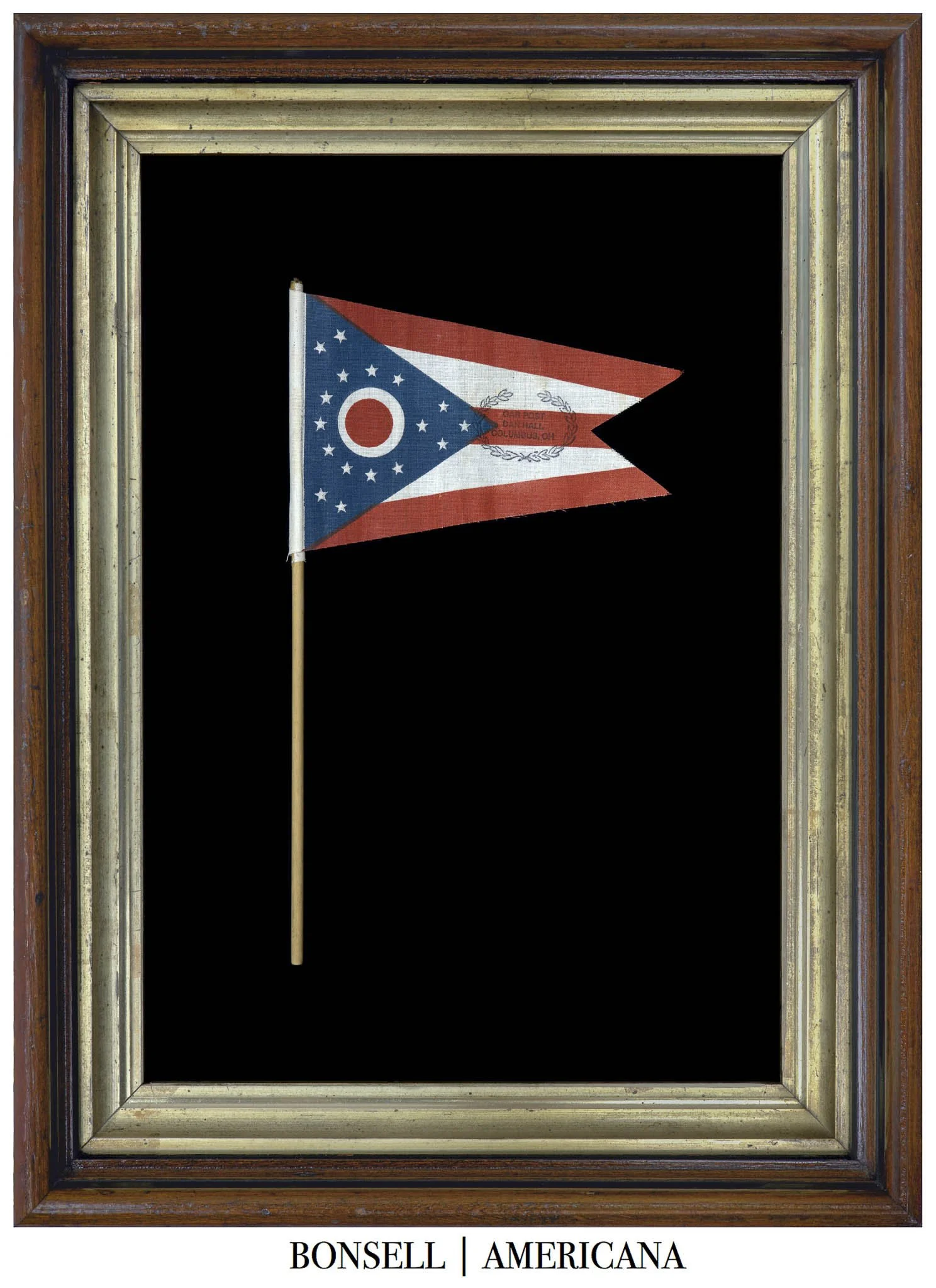 Ohio State Flag with Civil War Veteran’s Memorial Overprint | Made to Commemorate Daniel M. Hall, National Commander of the Grand Army of the Republic, and His Legacy of Service | Circa 1925