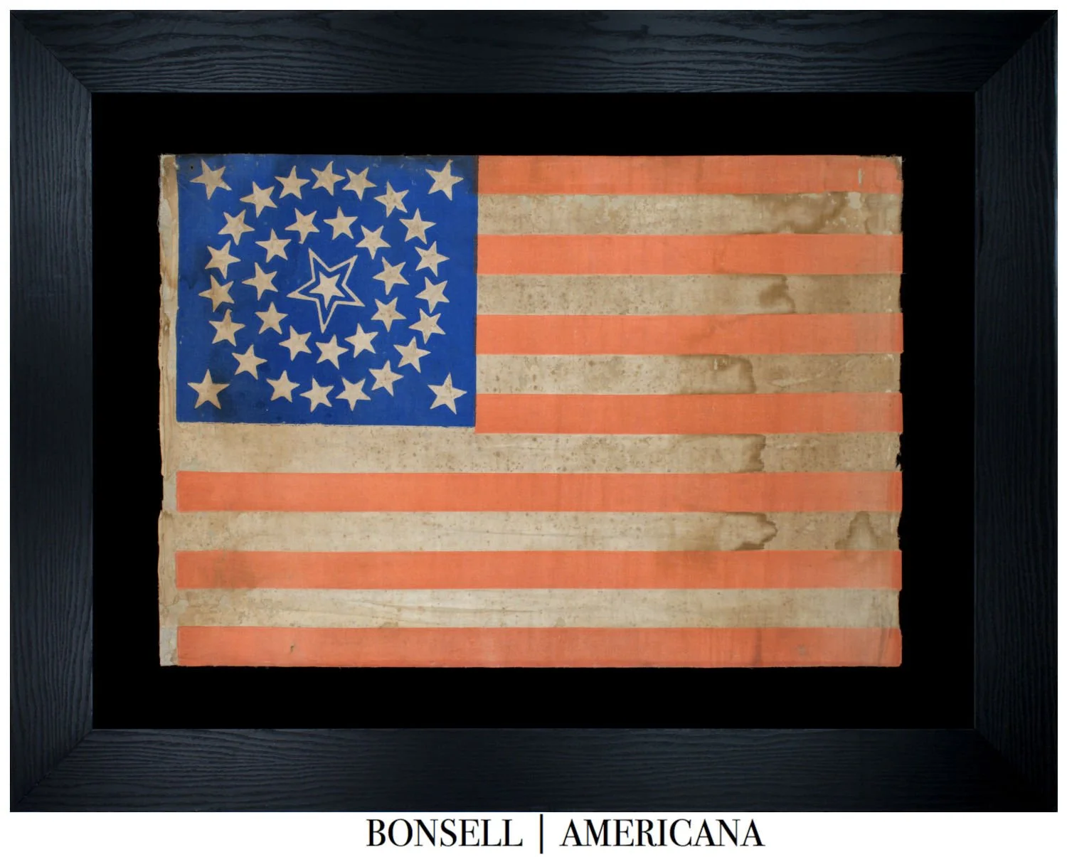 Outstanding and Extremely Rare 36 Star Antique Flag with a Haloed Medallion | A Striking Flag from America’s Past | Nevada Statehood | Circa 1864-1867