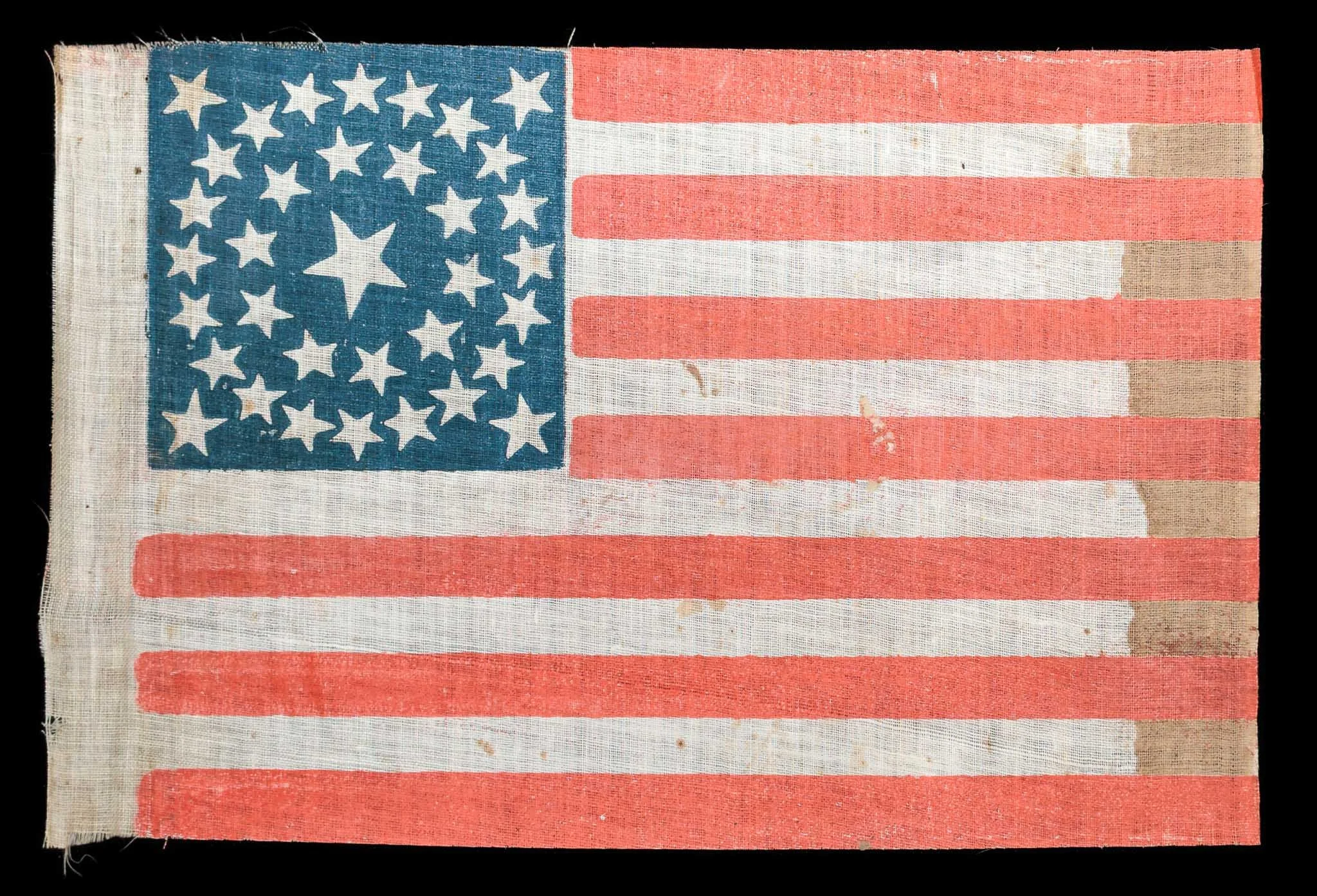Rare 35 Star Parade Flag | Folksy Medallion Configuration | Civil War Period | West Virginia Statehood | Circa 1863–1865
