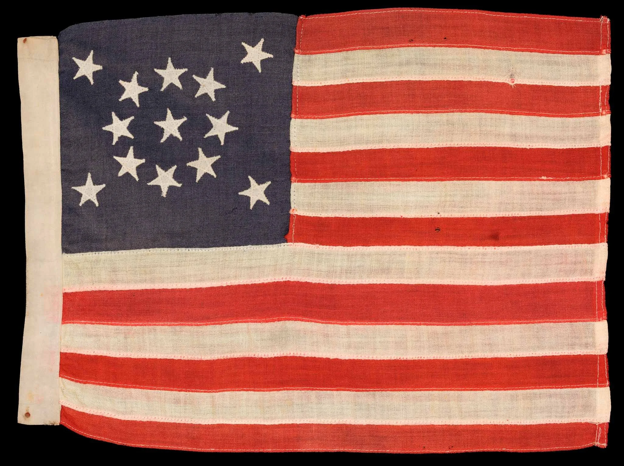 Unusually Small 13-Star American Flag | Pieced-and-Sewn Wool Construction | Circa 1895–1926