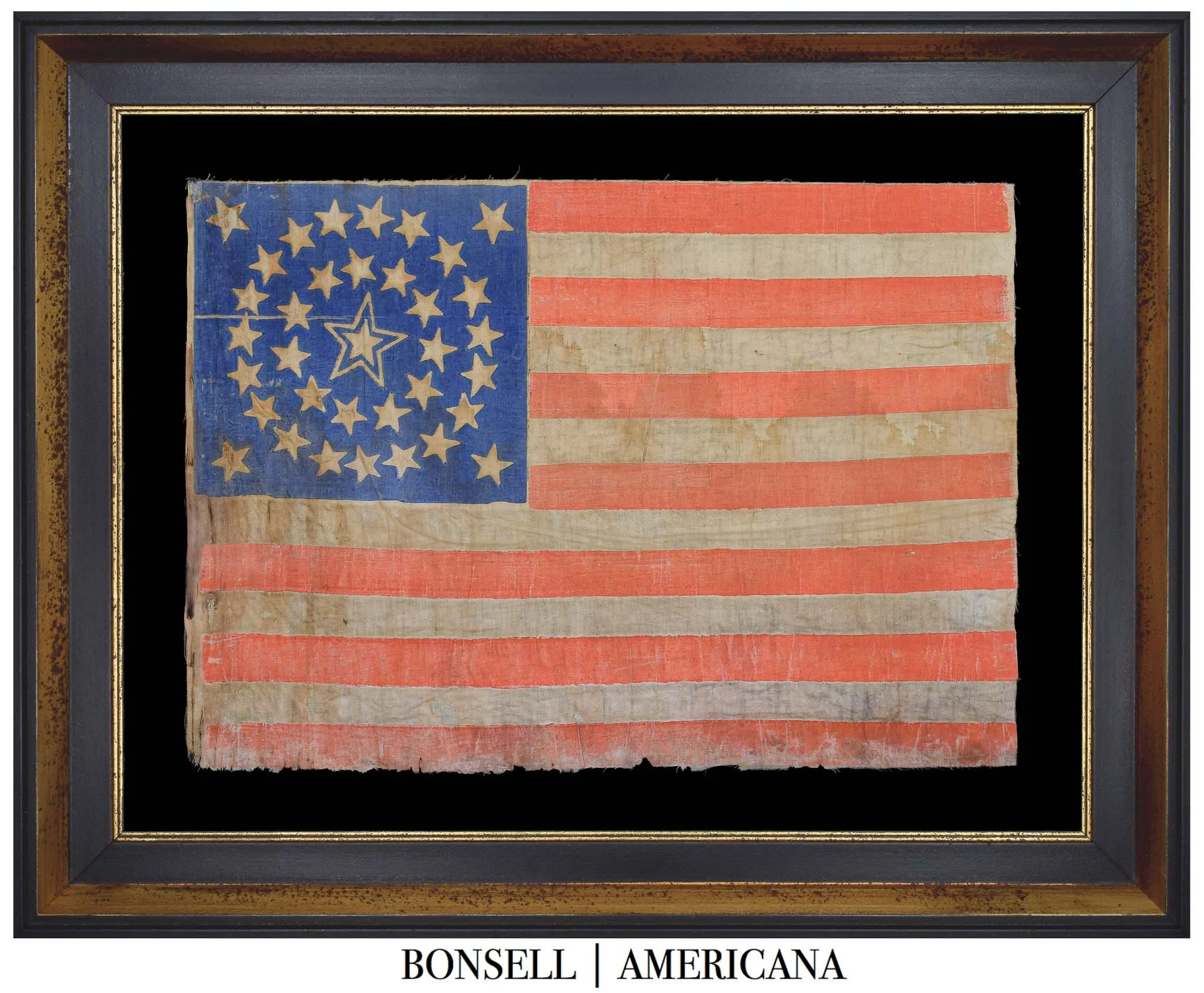 Exceptional and Extremely Rare 35 Star Antique Flag with a Haloed Medallion | West Virginia Statehood | Circa 1863-1865