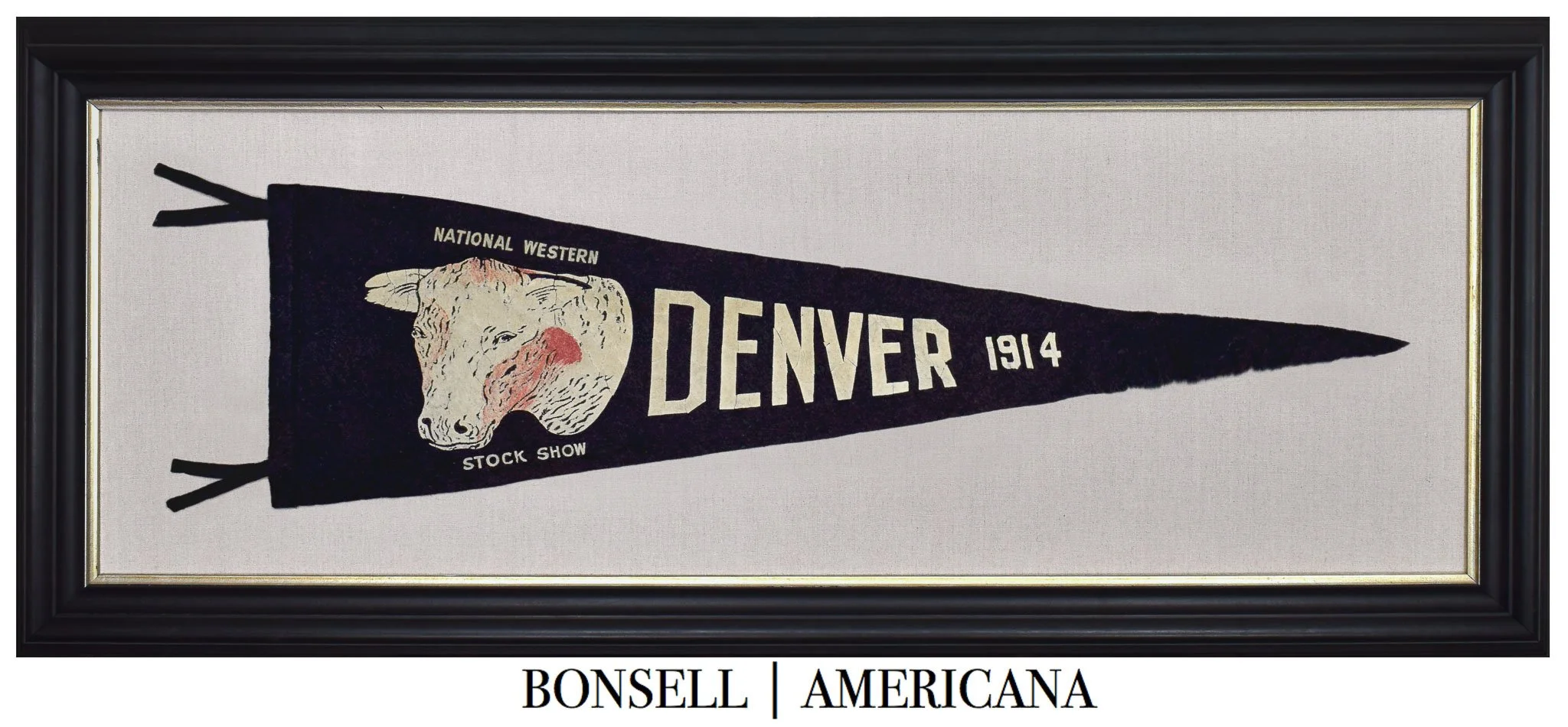 Fantastic National Western Stock Show Pennant | The Earliest Denver Stock Show Pennant We Have Encountered | Circa 1914