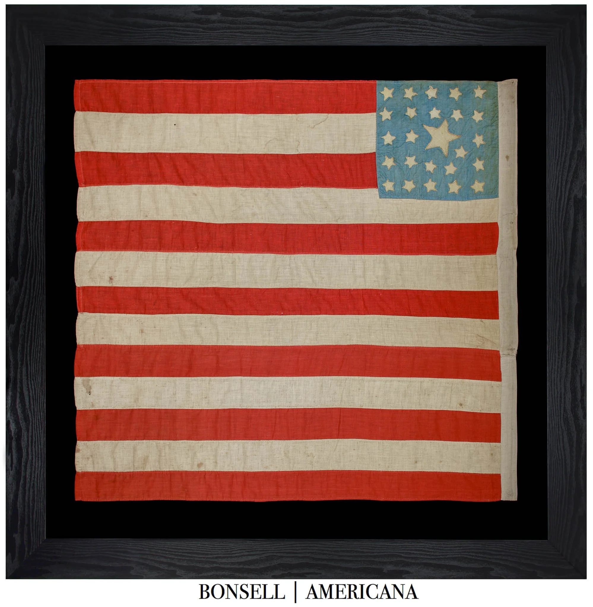 Spectacular 25 Star Antique American Flag | Featuring a Large Central Star Surrounded by Two Rows Above and Two Below | Circa 1876