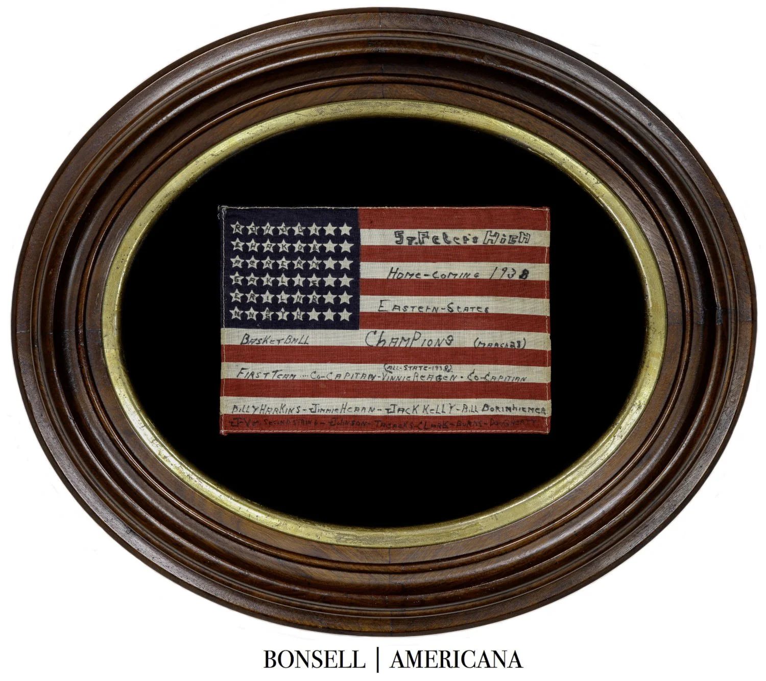 Outstanding Antique 48 Star Overprinted Flag | St. Peter’s High School Basketball Champions | New Brunswick, NJ | Arizona Statehood | Circa 1938