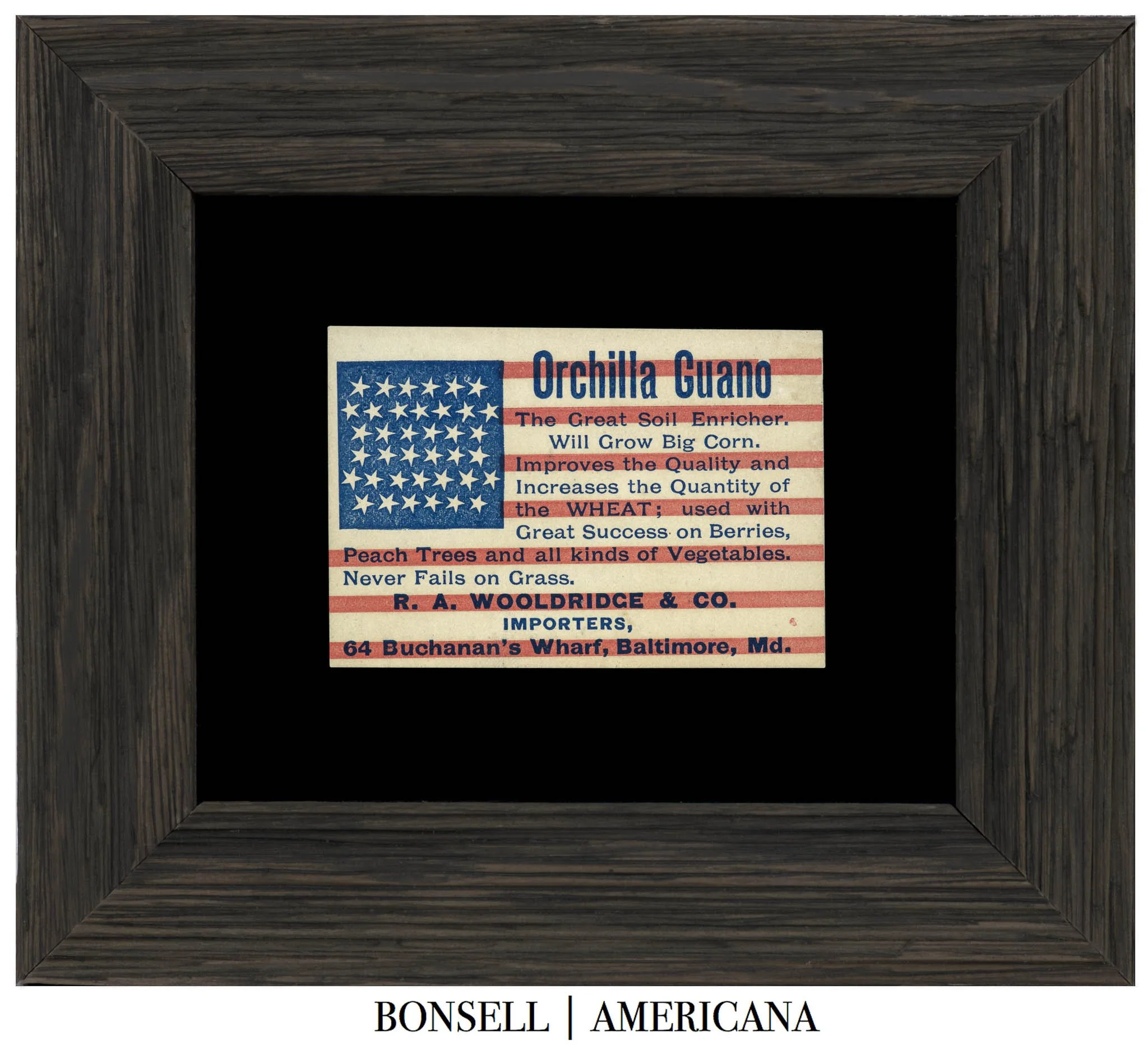 Outstanding 38 Star Trade Card Flag | Made to Promote Orchilla Guano, the Great Soil Enricher | Colorado Statehood | Circa 1876-1889