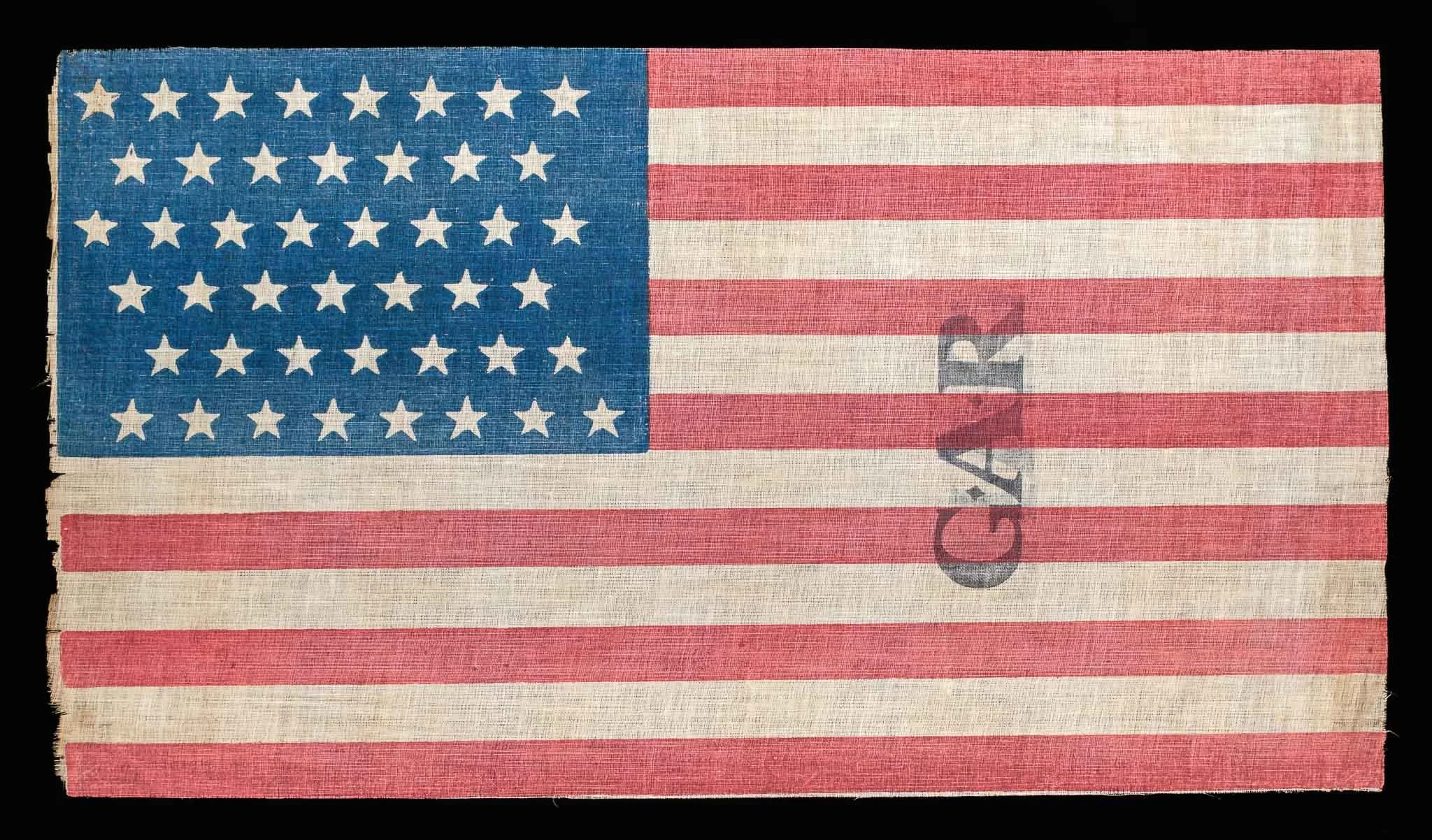 45 Star Antique American Flag with GAR Overprint and Staggered Star Pattern | Utah Statehood | Circa 1896-1907
