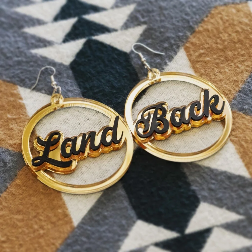 Land Back Acrylic Hook Earrings — Mean Right Hook