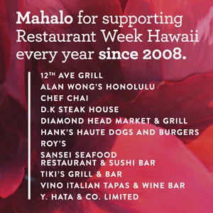 Mahalo for supporting Restaurant Week Hawaii every year since 2008!