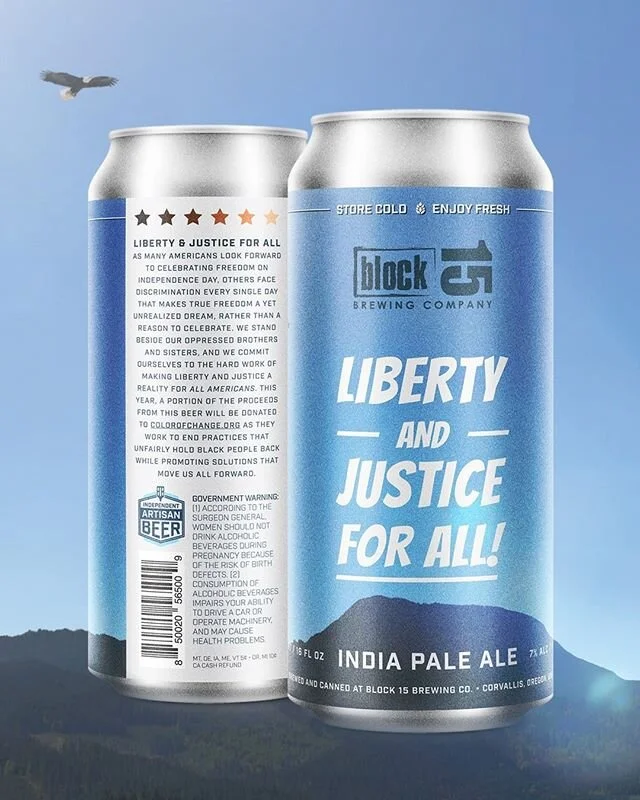 From Red, White &amp; BOOM! to Liberty &amp; Justice For All!

After much reflection and discussion, we have decided that our annually released Red, White &amp; BOOM! IPA needed an update to better reflect the times we are in. When we first decided t