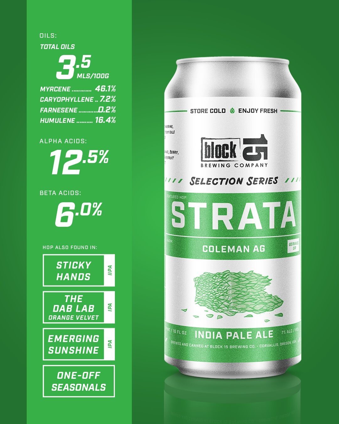 The last but CERTAINLY not least in our Selection Series&mdash;Selection Series, Strata&mdash;will be available this coming Saturday in cans and on draft!

We once again used hops exclusively from @colemanagriculture for this beer, this time featurin