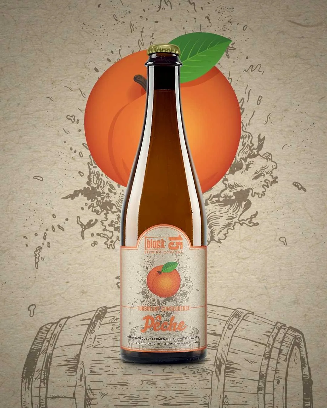 Join us at both #Block15 locations this weekend for the 2021 release of Turbulent Consequence, Peche&mdash;the follow-up to last year's silver medal winner at the 2020 Great American Beer Festival!

Our 2021 blend takes carefully selected barrels of 