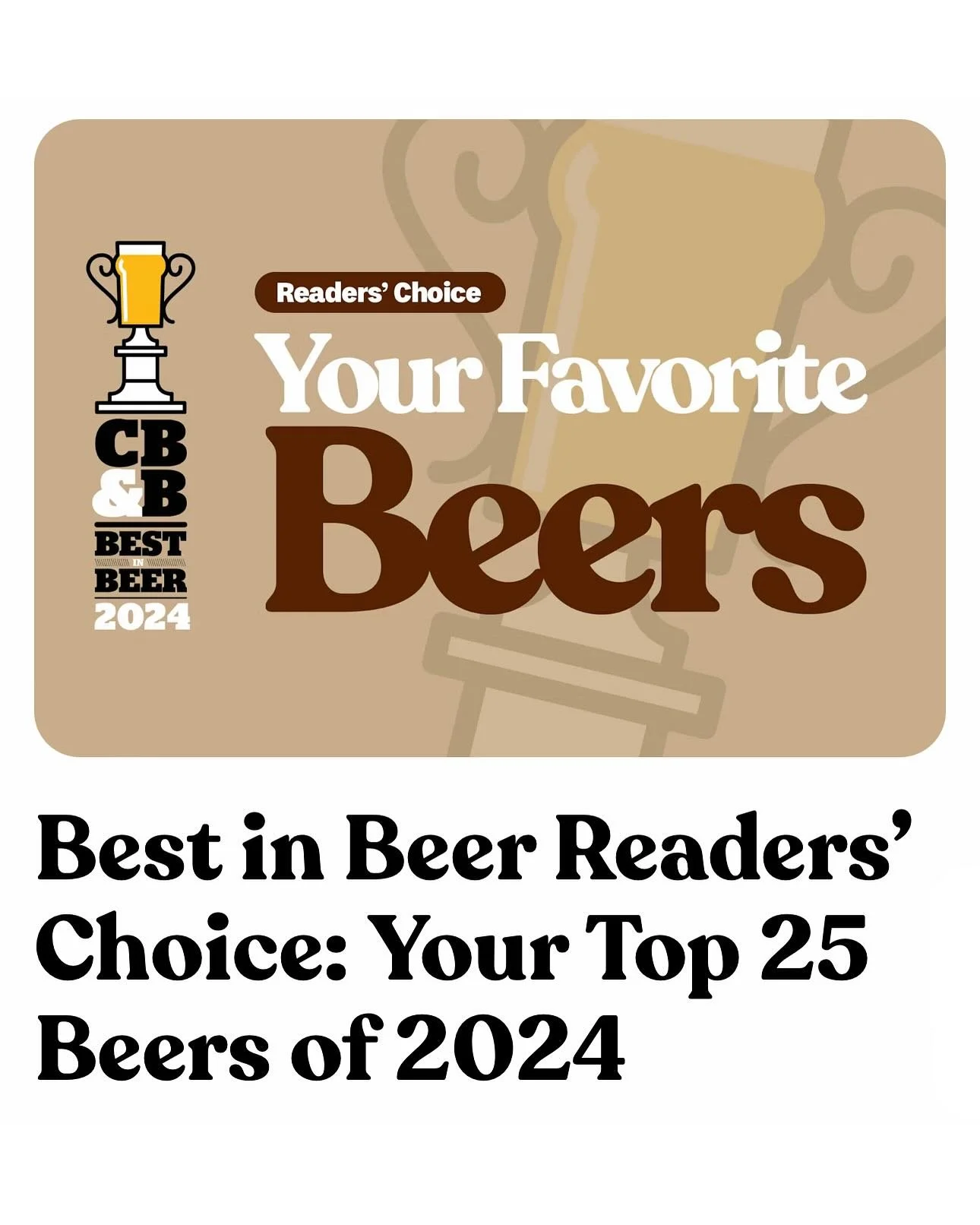 The results are in for @craftbeerbrew&rsquo;s Best in Beer 2024 Readers&rsquo; Choice picks. We received a couple mentions and truly appreciate everyone taking the time to vote for us in this national poll.

👉 Your Top 25 Beers of 2024
🏆 #20 Sticky