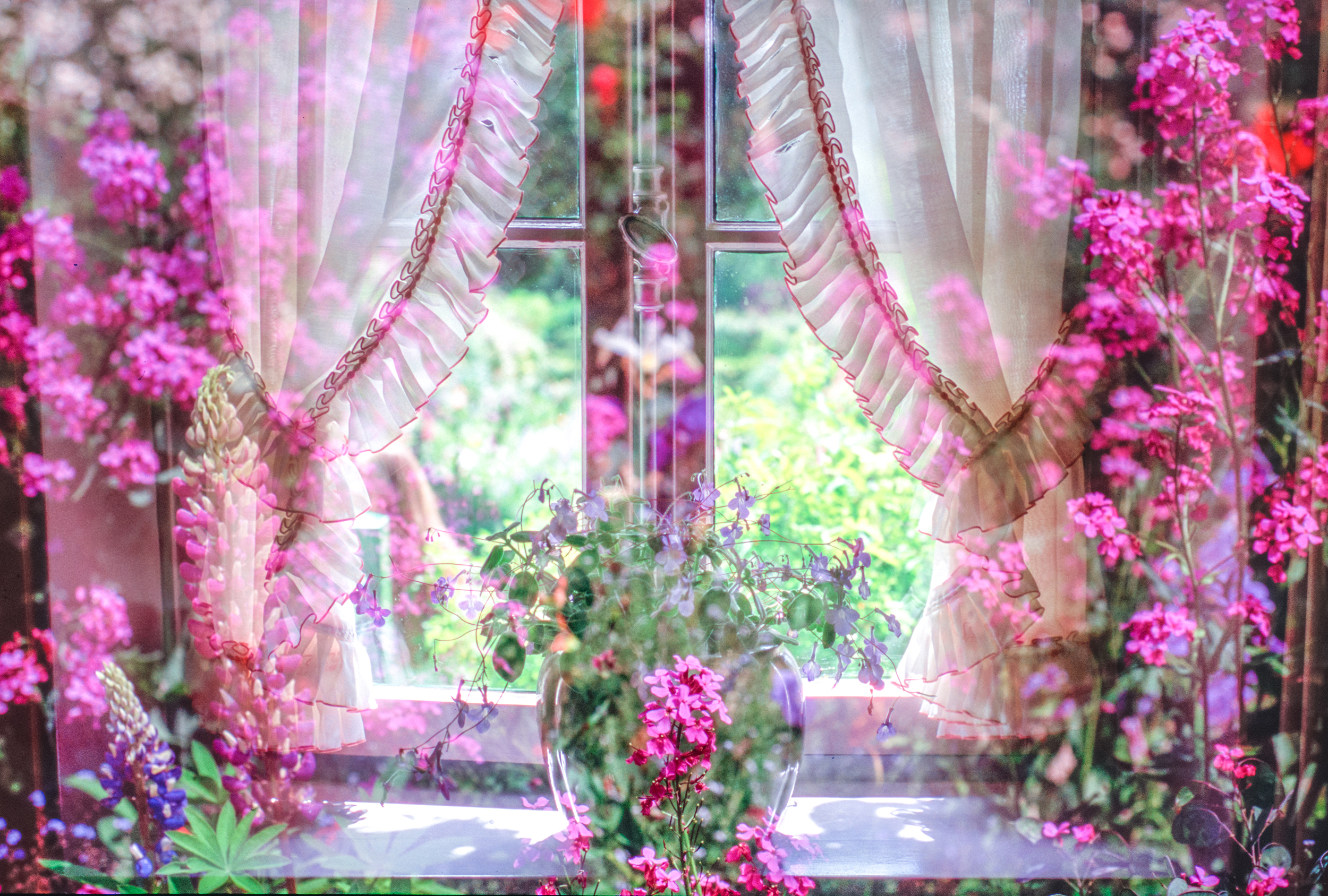  An Ode to Monet - his house in Giverny double exposed with is garden 