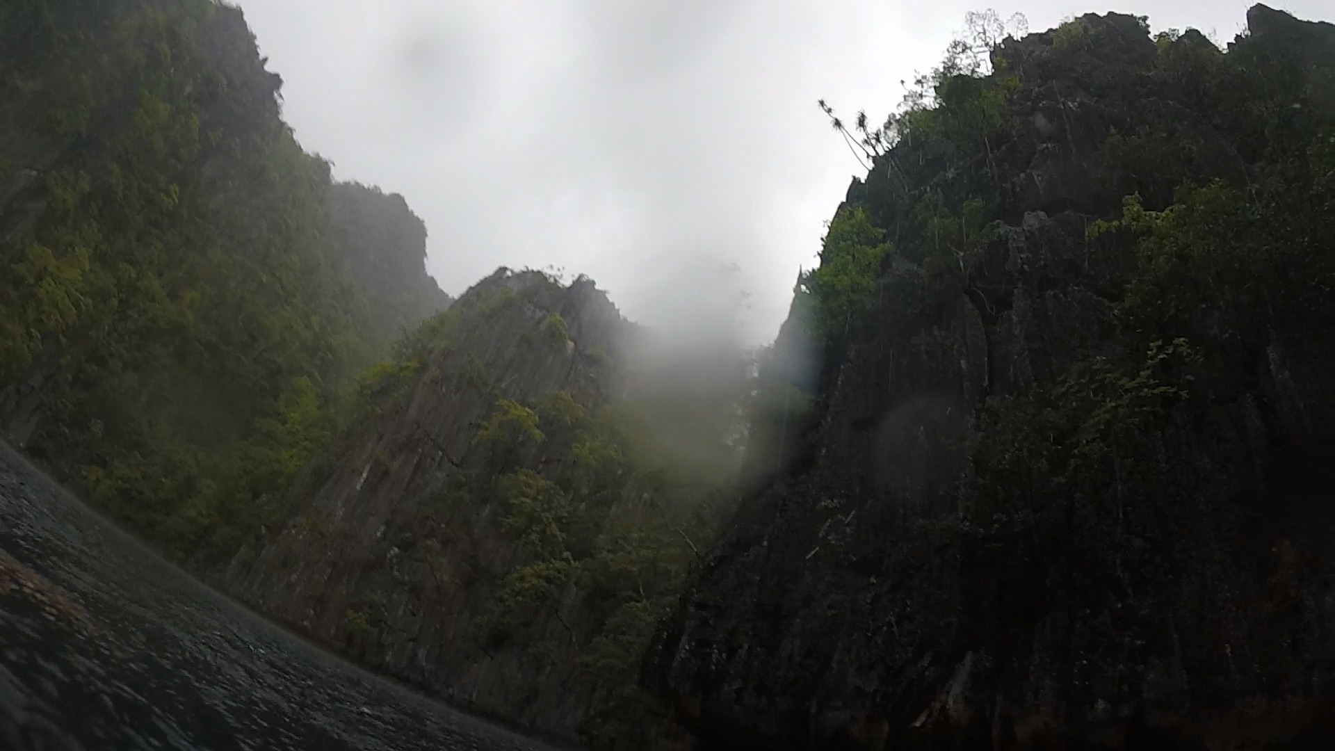 Rainy dip in the twin lagoon. 