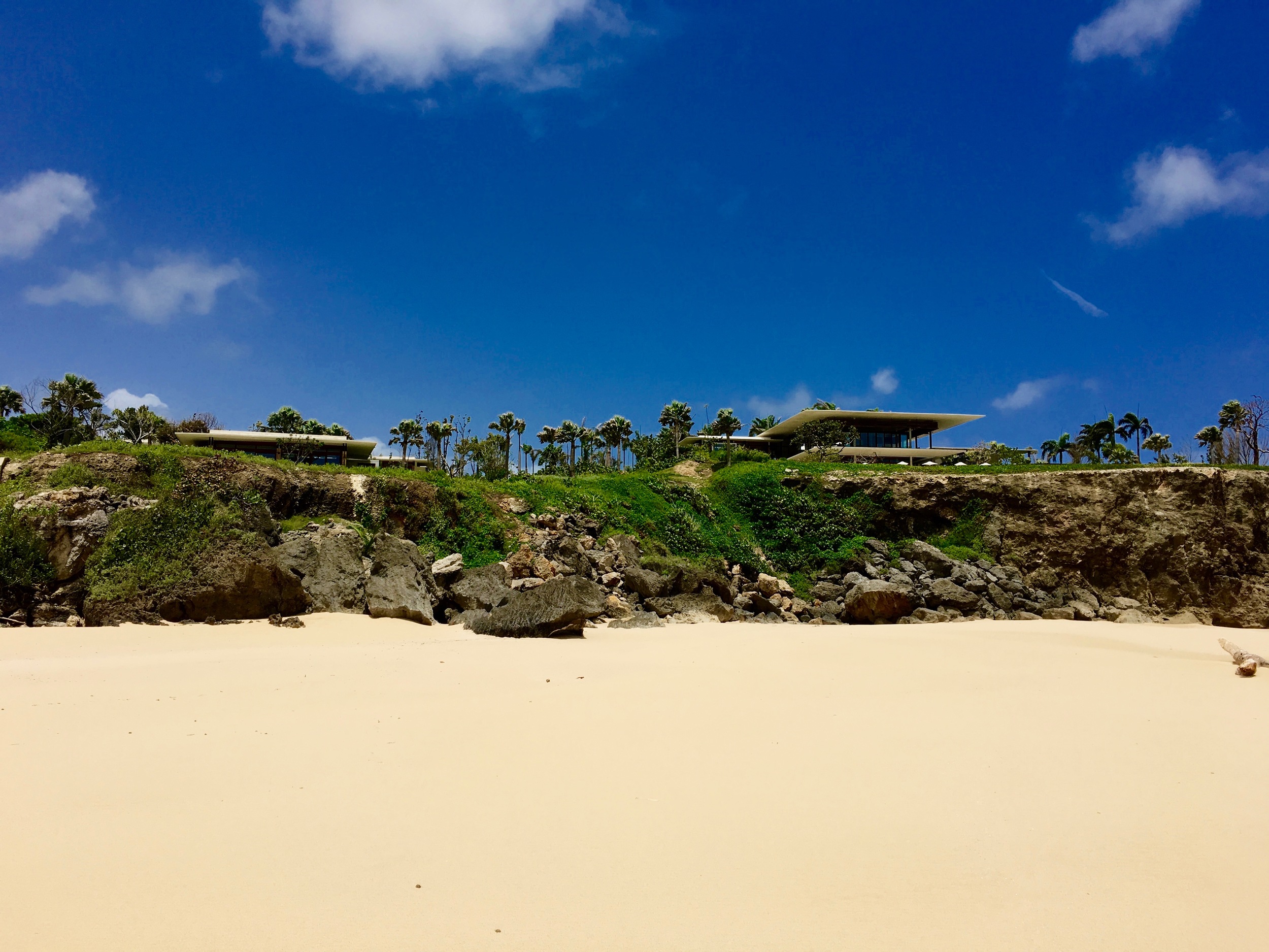 Looking onto the resort lobby from the beach