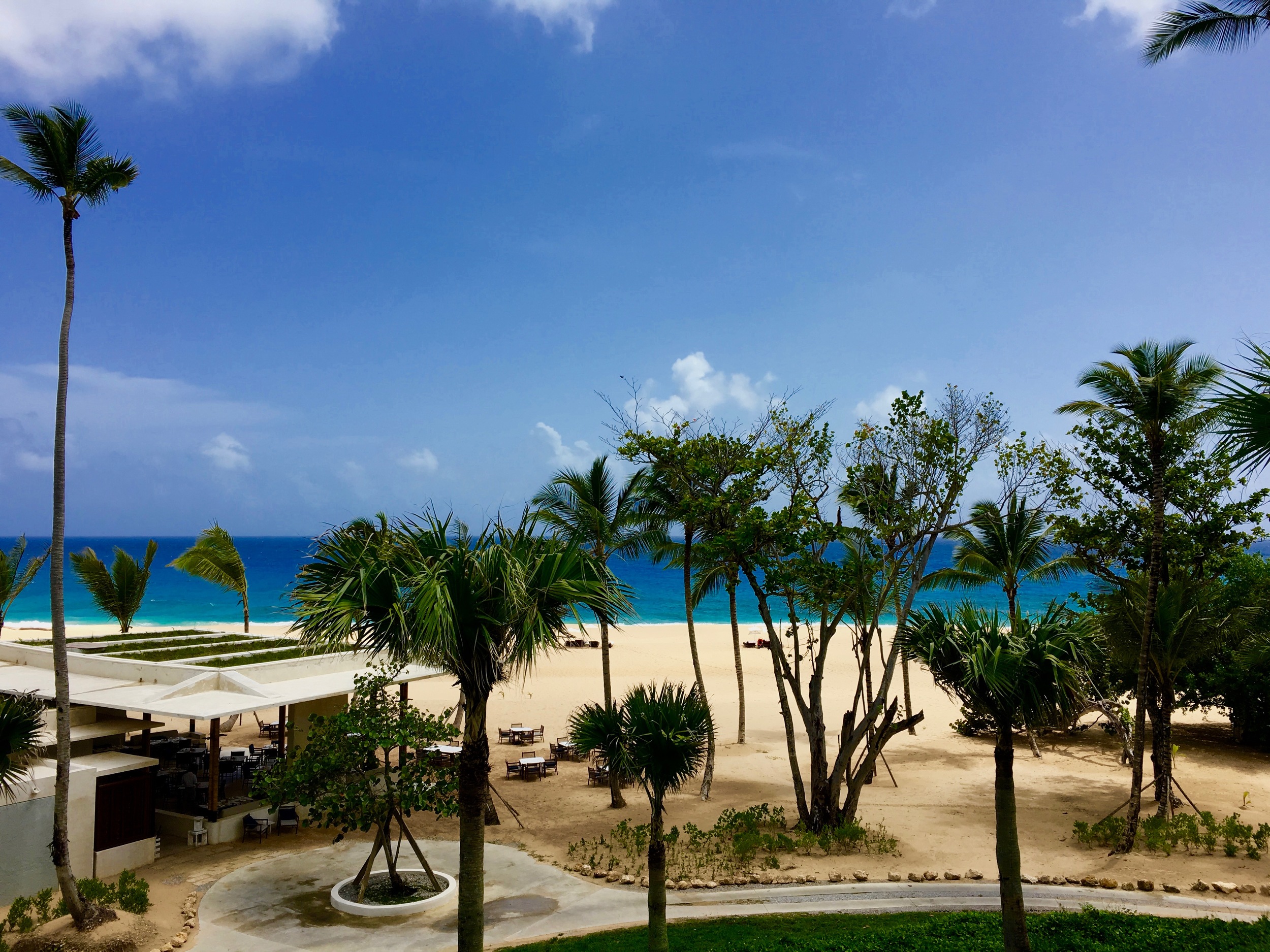 Hill top view of the beach club area