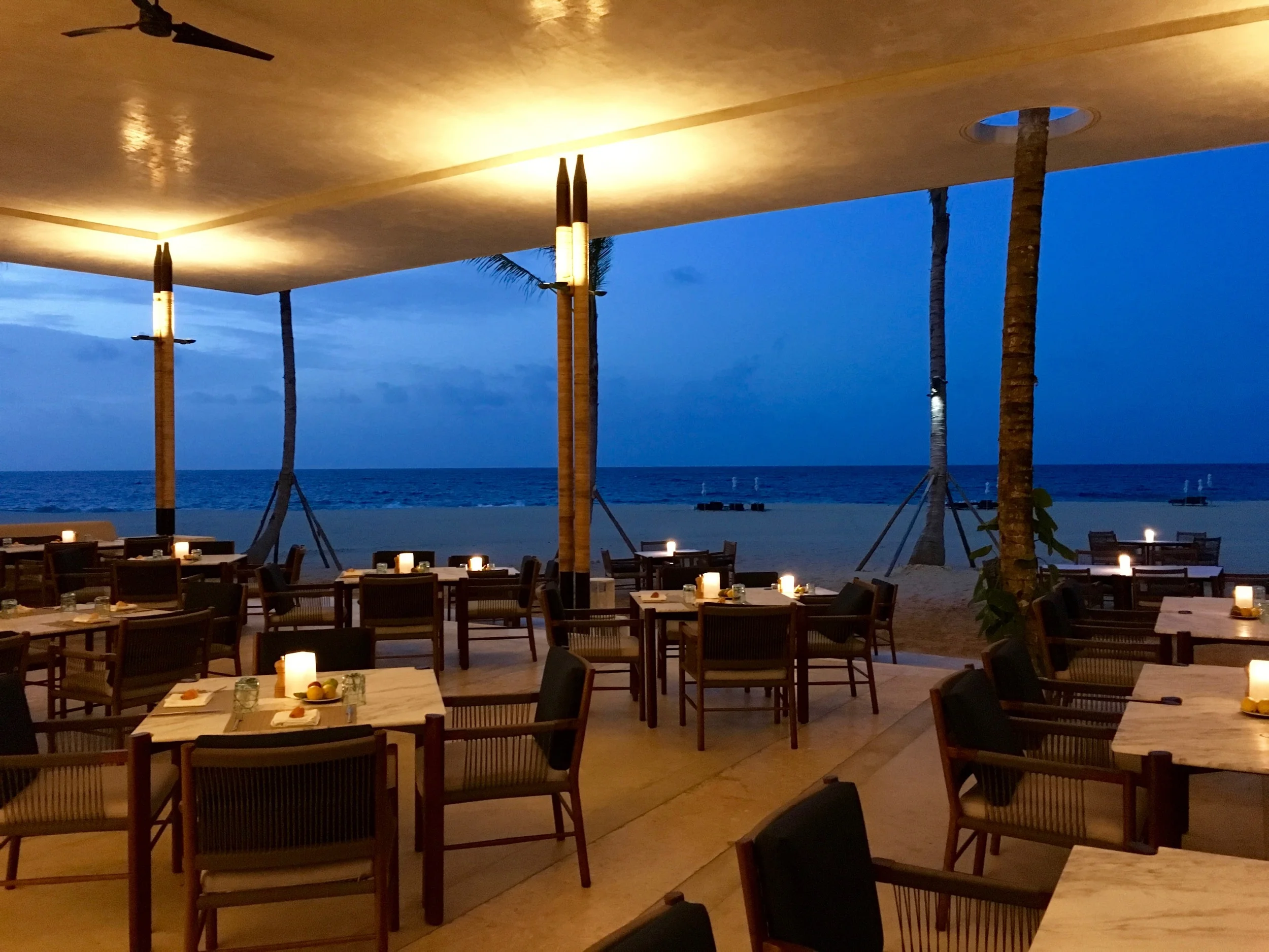 Dinner at the beach club. 
