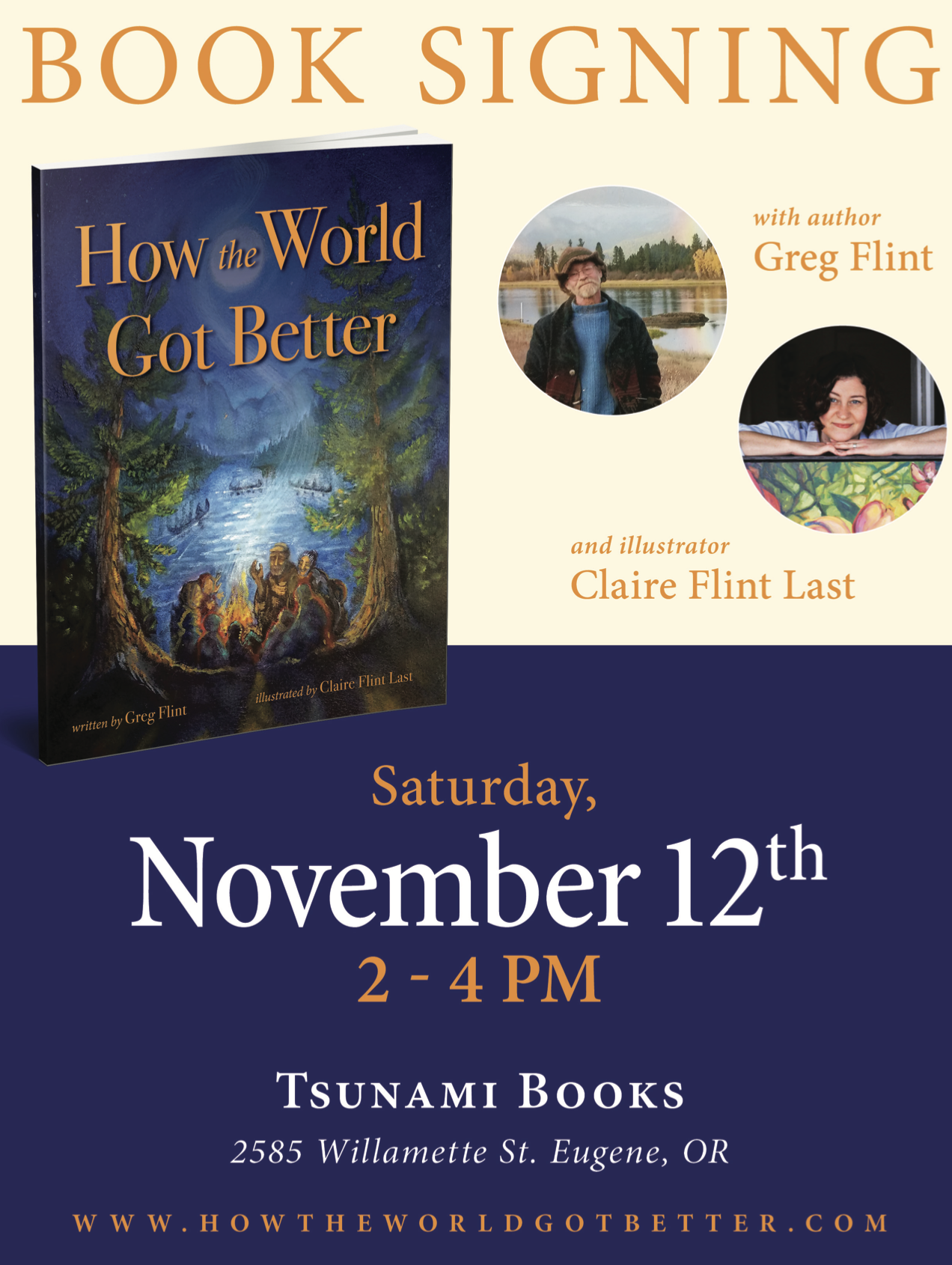 Author Meet-and-Greet for Greg Flint, author of "How the World Got Better" featuring the illustrations of (daughter) Claire Flint Last