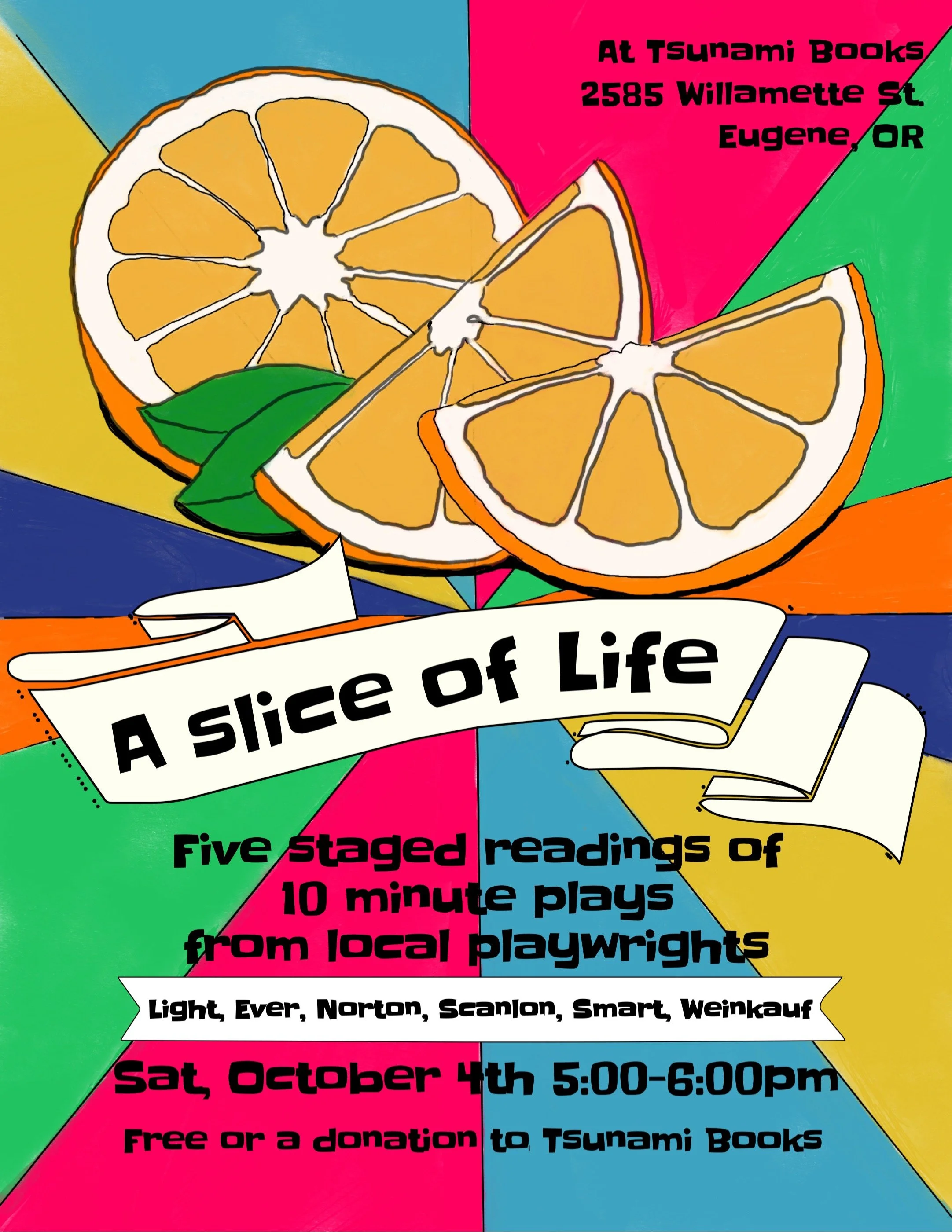 Slice&nbsp;of Life: Staged readings of five 10-minute plays by local Eugene playwrights.