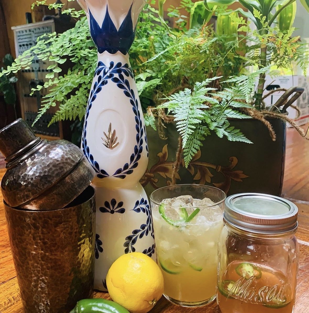 Ingredients for cocktail on table