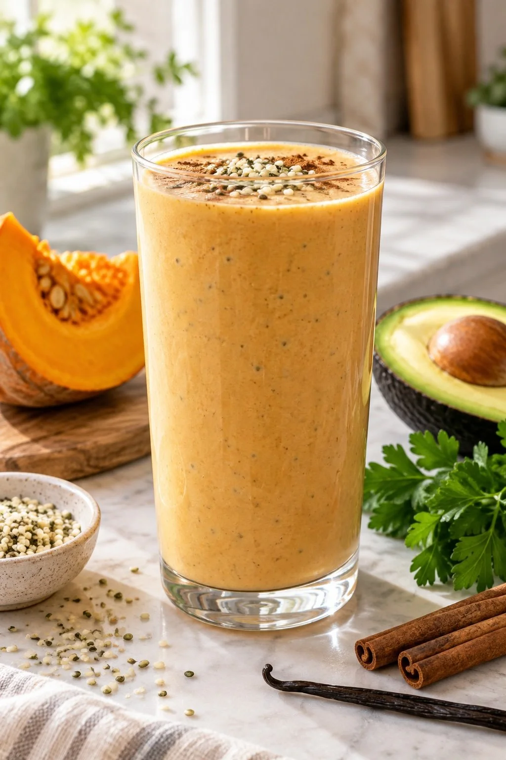 Pumpkin Parsley Smoothie with Homemade Pumpkin Purée