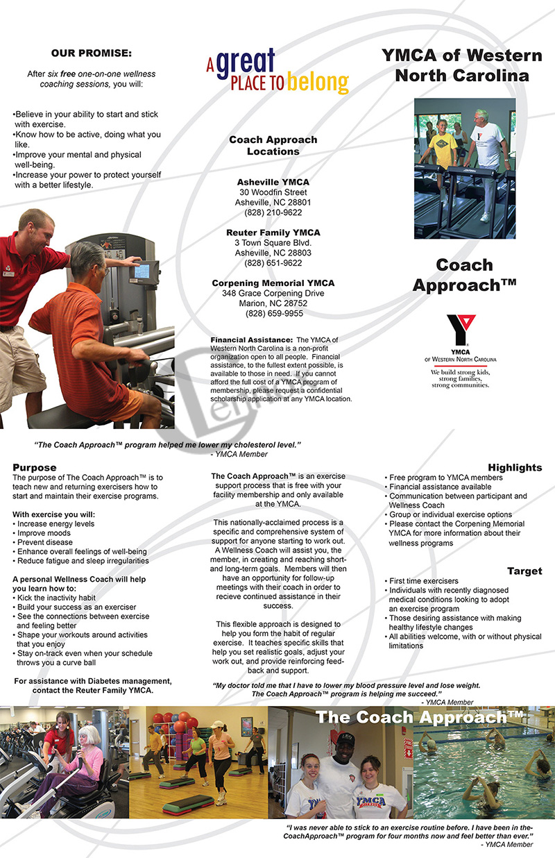 2007 YMCA of WNC Advertisement Brochure--all copy, design and photography (with exception of stock photo on front of brochure) by C. Lennox.