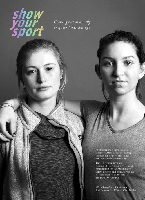 Tori and Allaire Langdon '16, Soccer, participate in the 2015 poster series.