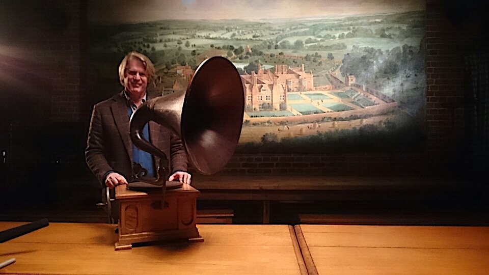 Mark Getty at Wormsley w fathers gramophone.jpg