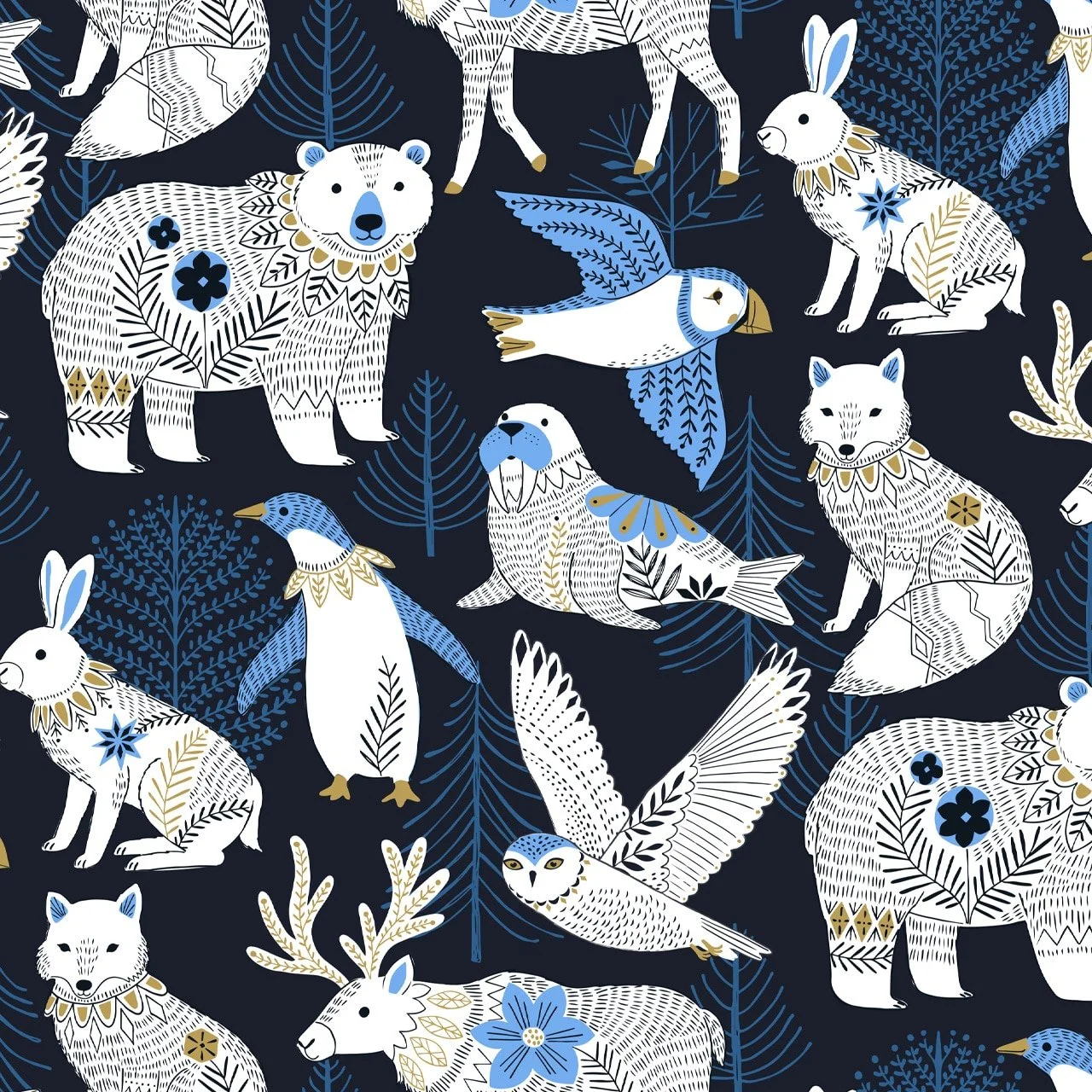 Dashwood Arctic 2200 fabric animals navy