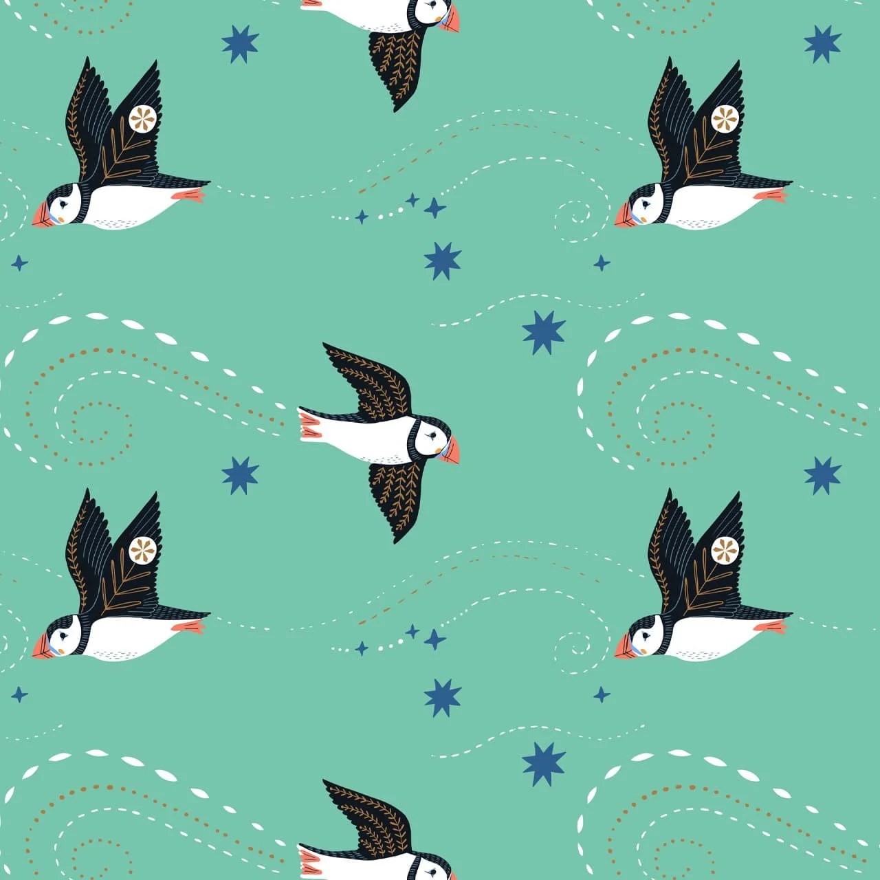 Dashwood Arctic 2205 puffins fabric