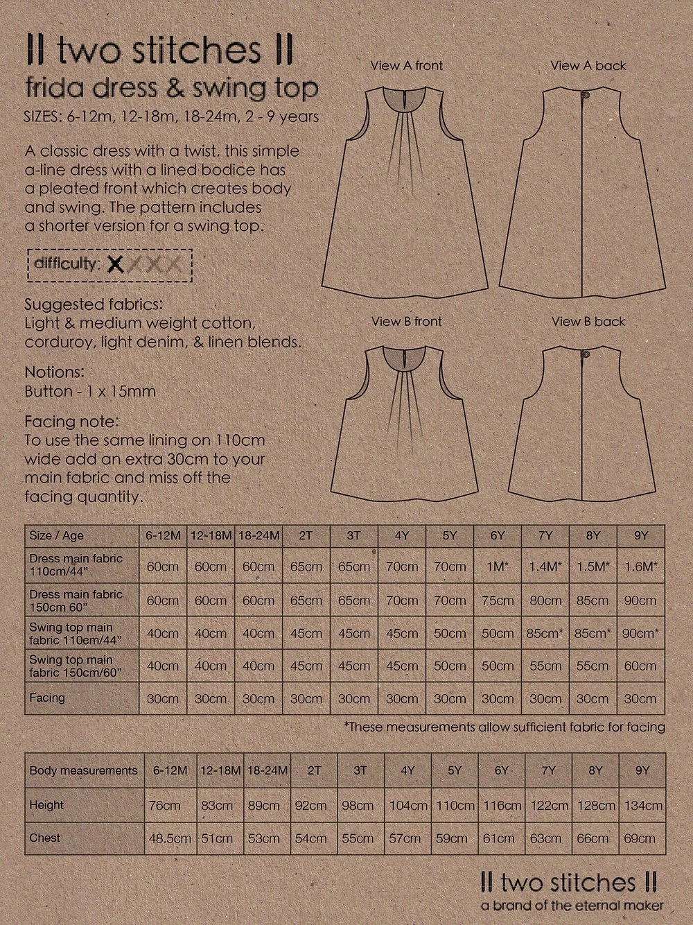 Two Stitches Frida pattern