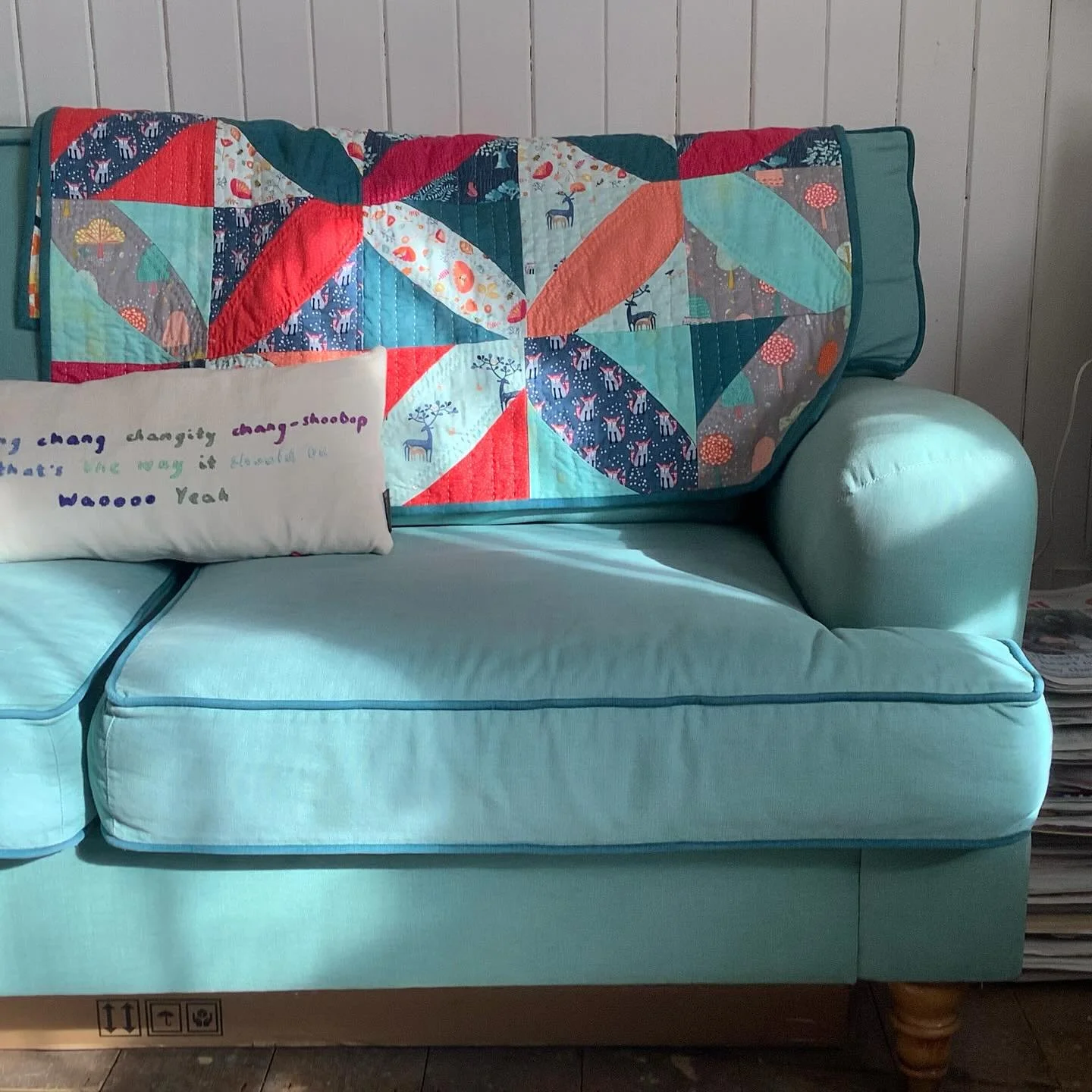 October sunshine on the sofa and brilliant blue skies outside are making me happy this Monday. How about you?