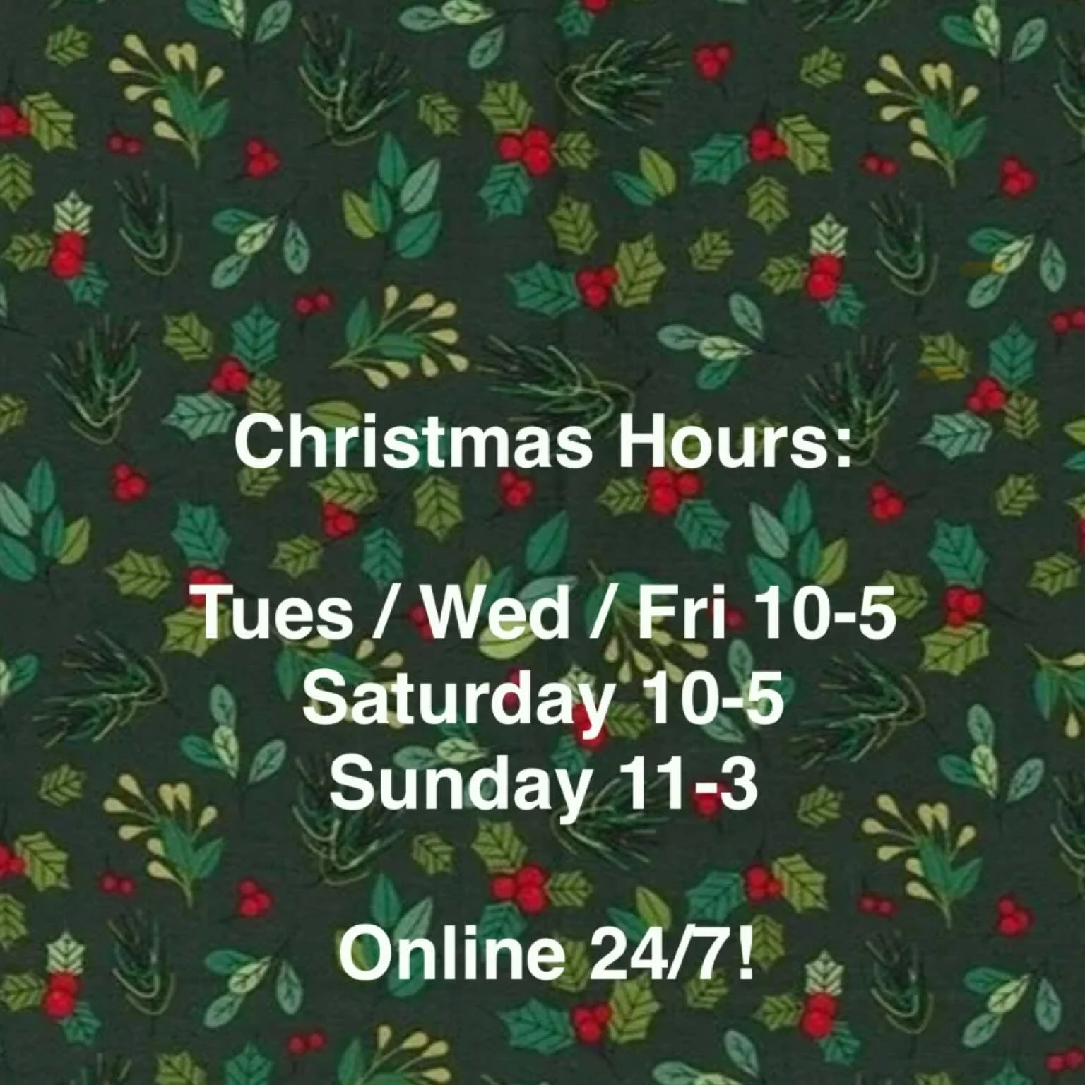 Your cut-out-and-keep guide to Hometown&rsquo;s winter hours, starting this weekend. We are OPEN the next 4 Sundays!

And just a reminder about online orders. We post out orders on the days the shop is open. So, if you order on a Sunday, as long as i