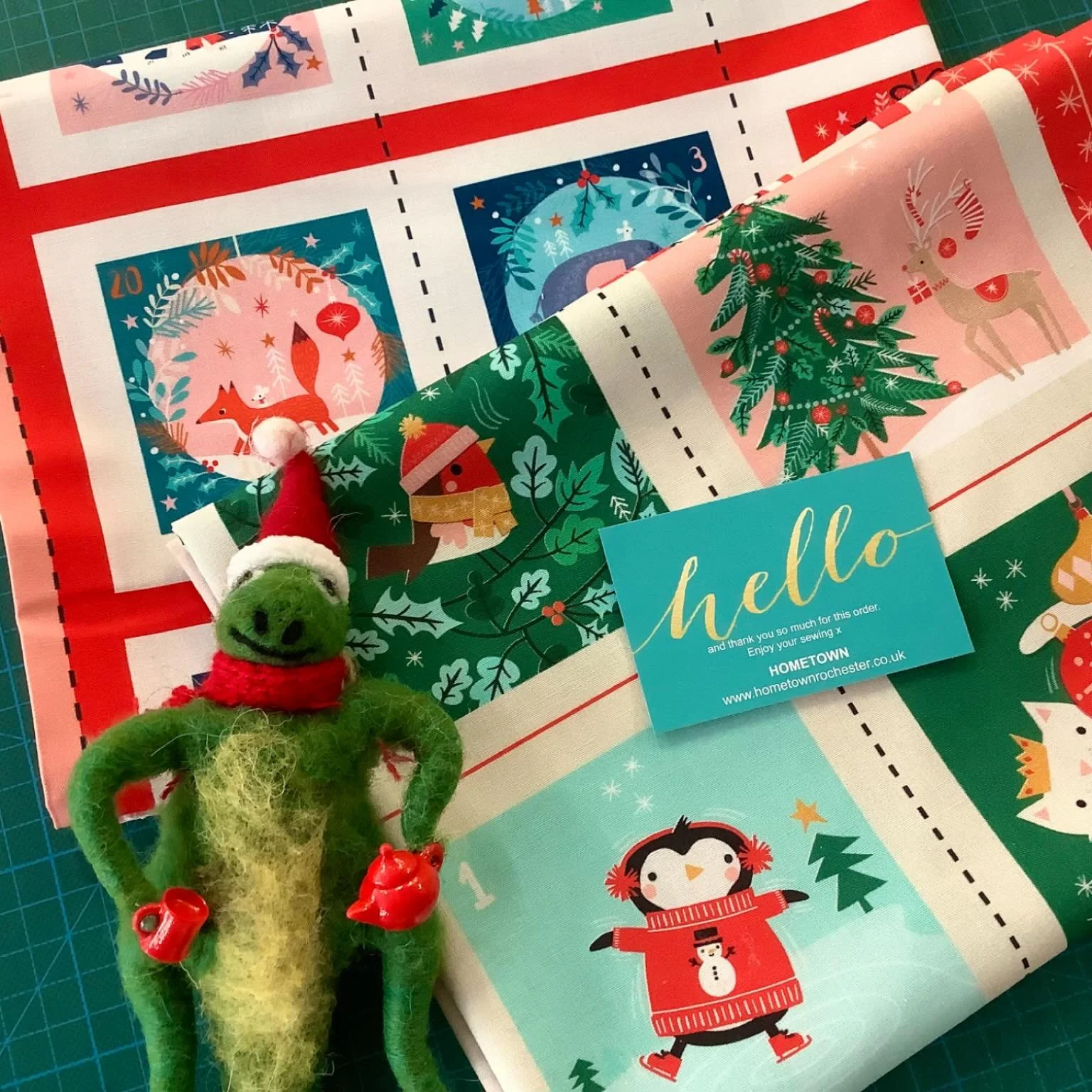 Still posting out Advents (see my post yesterday&hellip;). Did Derek the dinosaur help with the cutting? No, his hands are too small for the scissors and he&rsquo;s also too busy making himself a cuppa - hey ho.

Enjoy sewing your Advents, Vanda. And