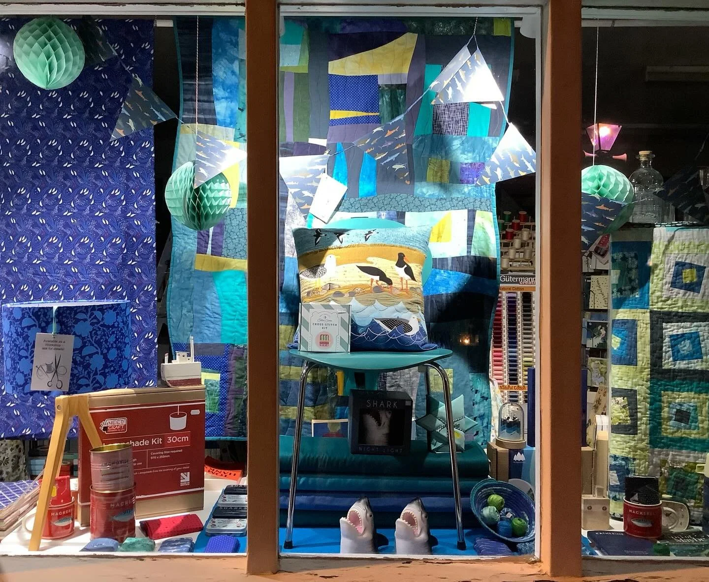 If you&rsquo;re coming to see the Whales @rochestercathedral over the next few weeks, do take a moment to enjoy our &lsquo;deep blue sea&rsquo; window too. I loved putting this window together - it features sardines, sharks, mackerels, plus curlews a