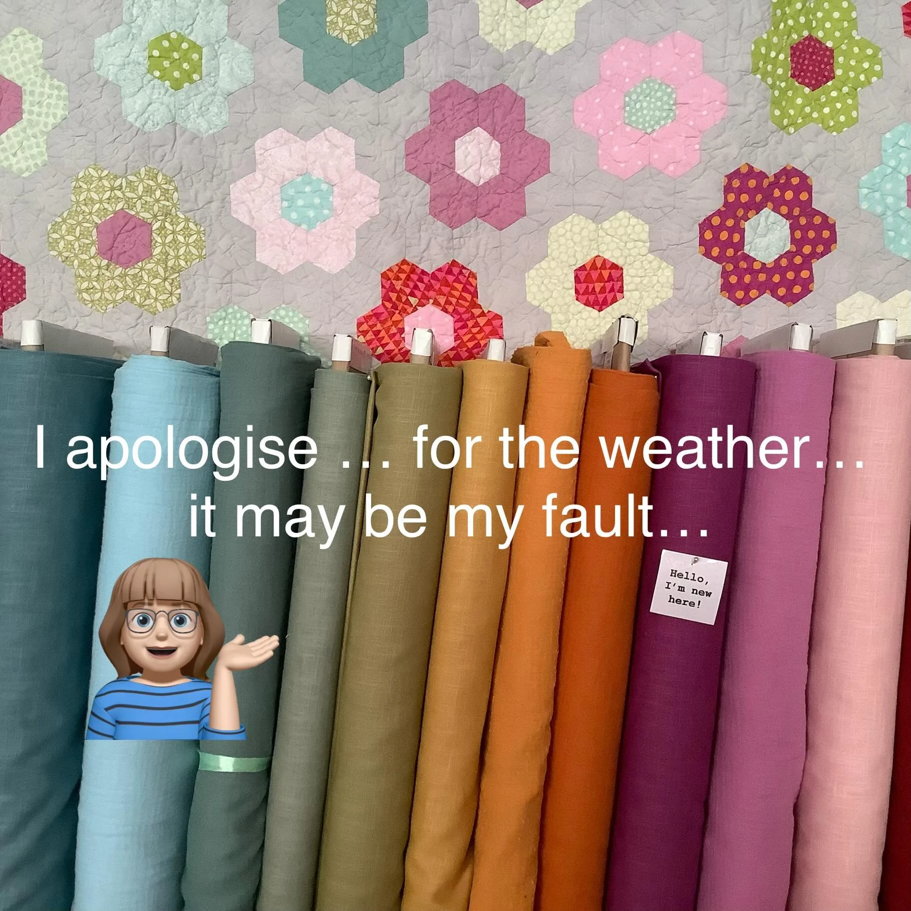 Dear British Isles, 
🥶
I apologise for this current wintry weather in May. It may be my fault. 
I&rsquo;ve had delivery of so many summery fabrics this week, that I think I spooked our wonderful temperate climate and replaced it with an arctic blast