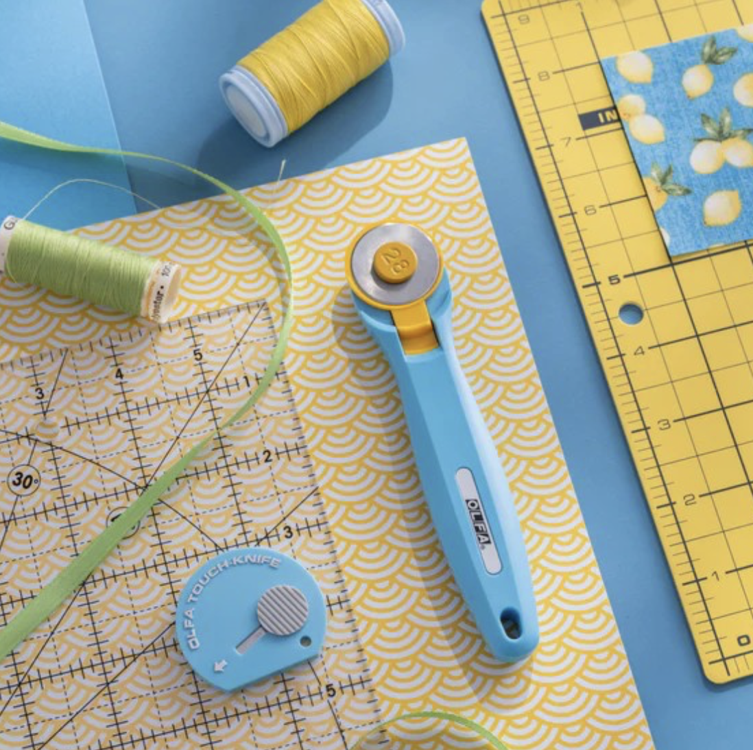 Olfa-28mm-rotary-cutter-aqua-UK-shop-Hometown-Rochester